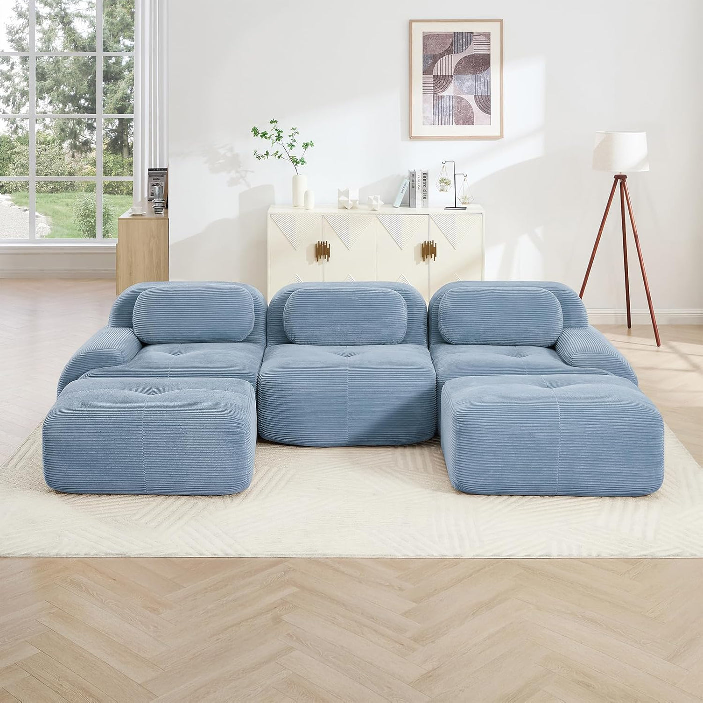 Corduroy Cloud Modular Sectional Sofa - No Assembly Required