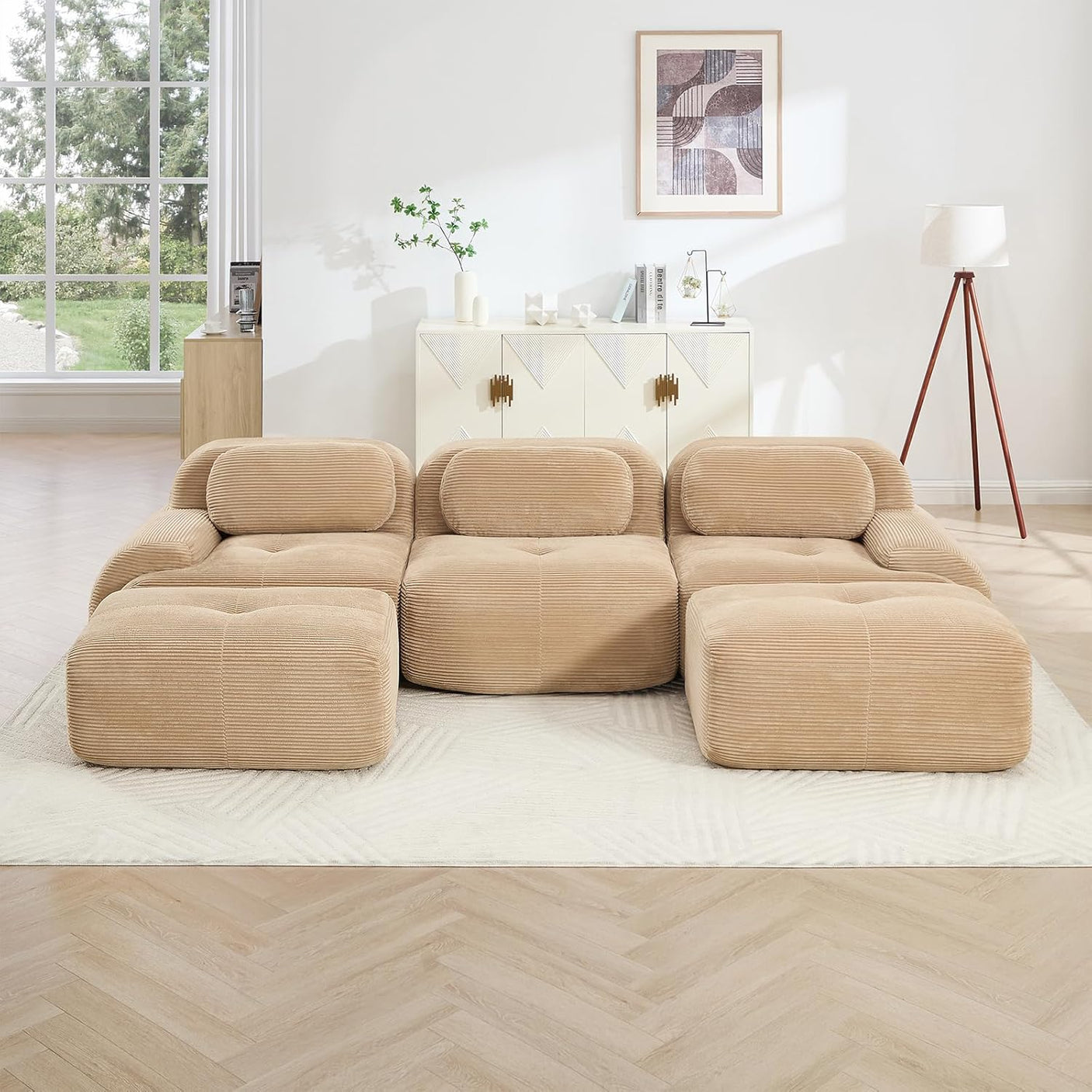 Corduroy Cloud Modular Sectional Sofa - No Assembly Required