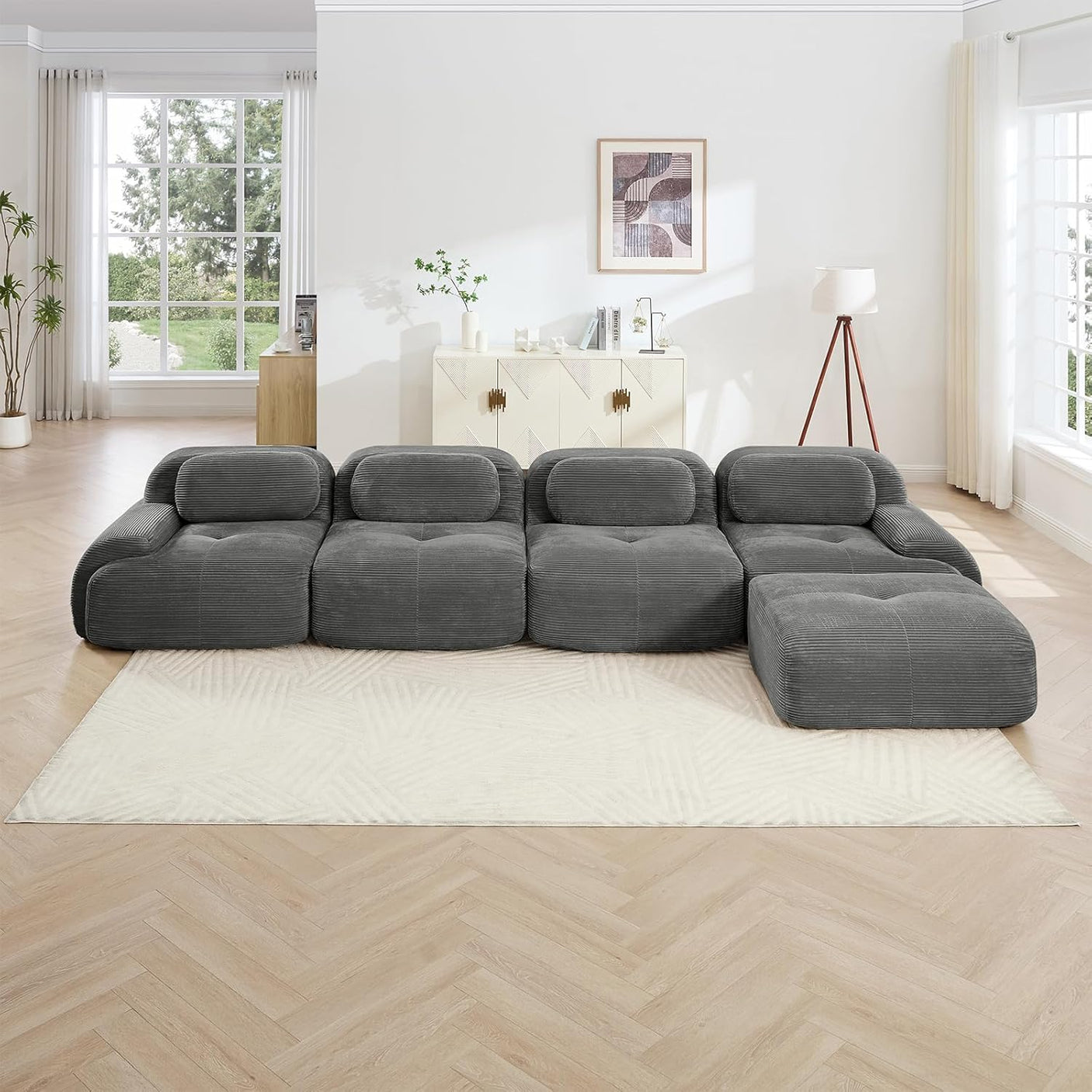 Corduroy Cloud Modular Sectional Sofa - No Assembly Required