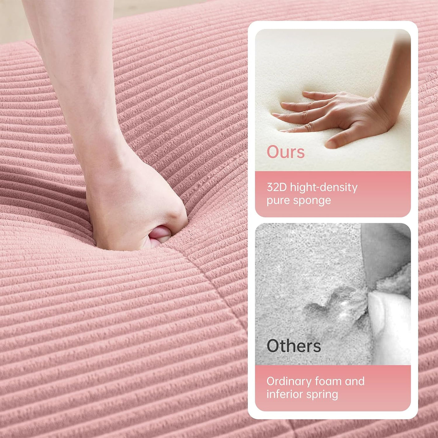 Corduroy Cloud Modular Sectional Sofa - No Assembly Required