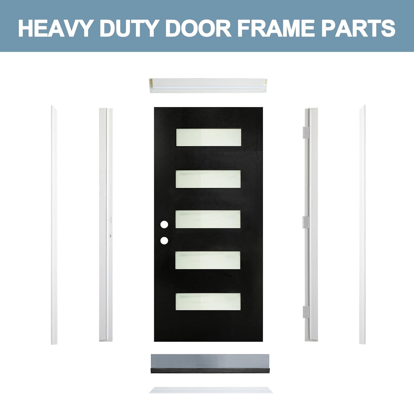 YECHEN 36" x 80" Fiberglass Pre-Hung Front Door, Contemporary Black Entry Door with Frosted Privacy Glass (Left/Right Hand Inswing)