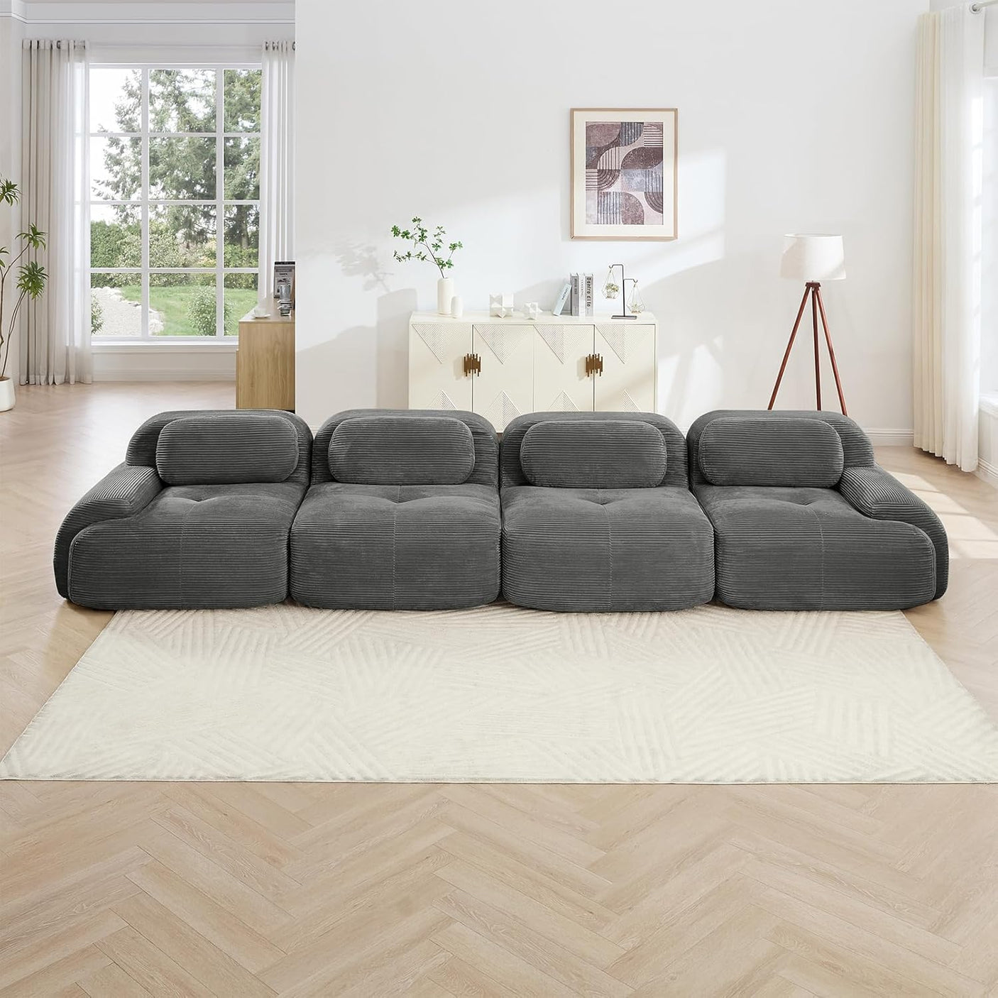 Corduroy Cloud Modular Sectional Sofa - No Assembly Required