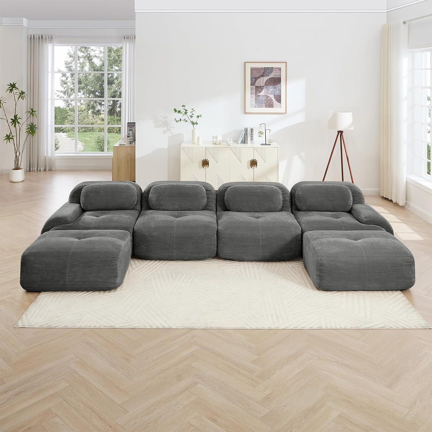 Corduroy Cloud Modular Sectional Sofa - No Assembly Required