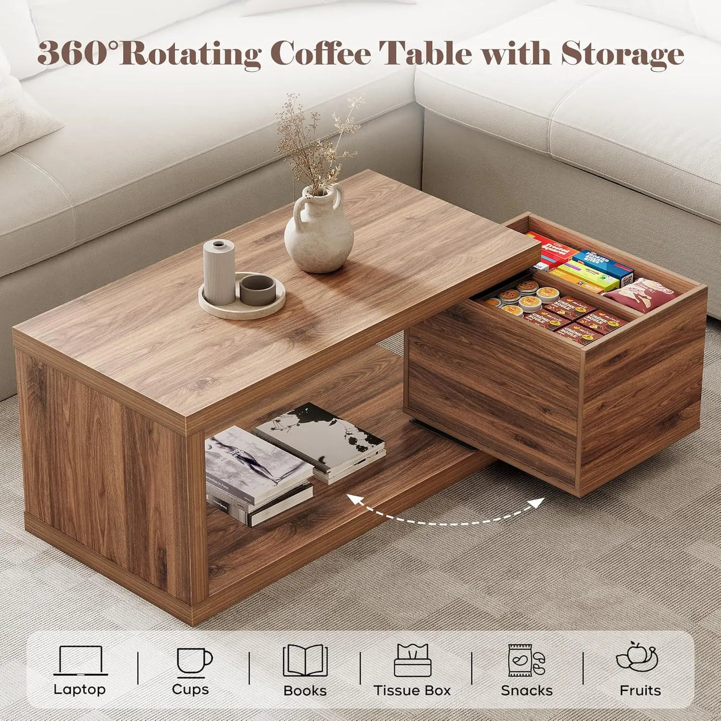 Yechen Modern Coffee Table with Hidden Storage