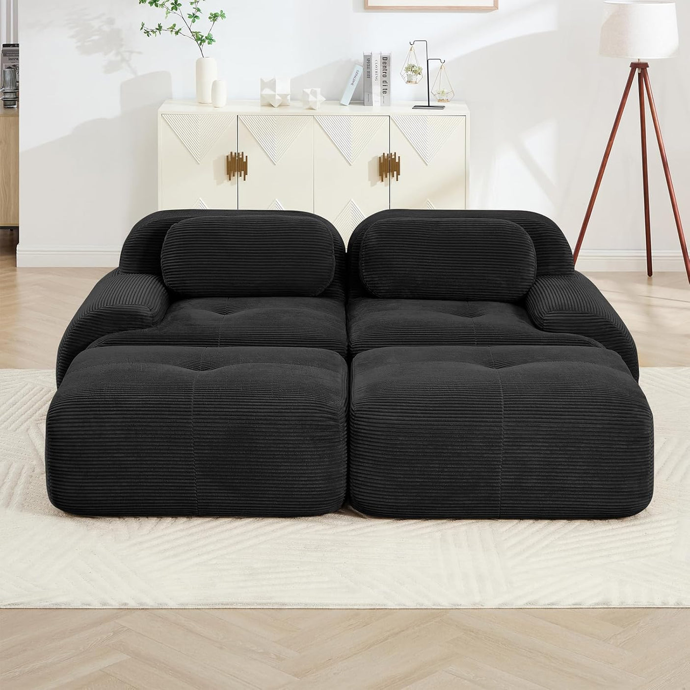 Corduroy Cloud Modular Sectional Sofa - No Assembly Required