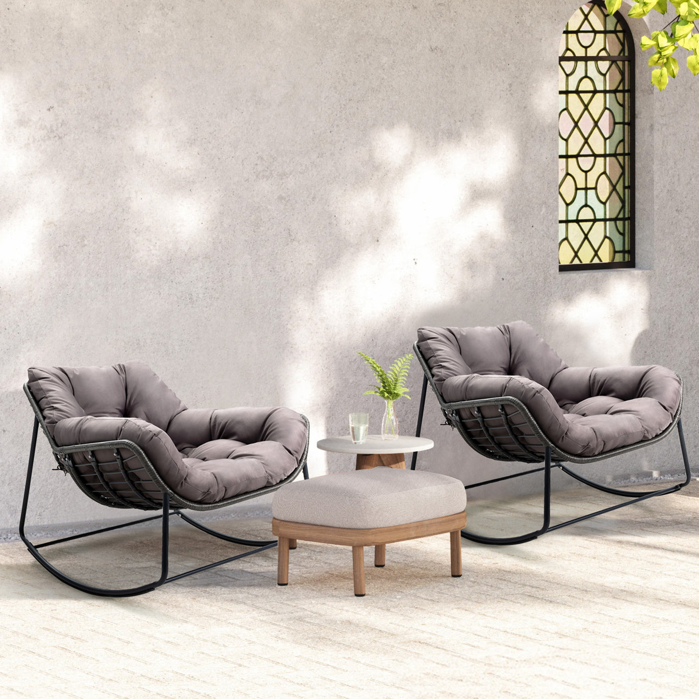 Cozy Wicker Outdoor Rocking Chair