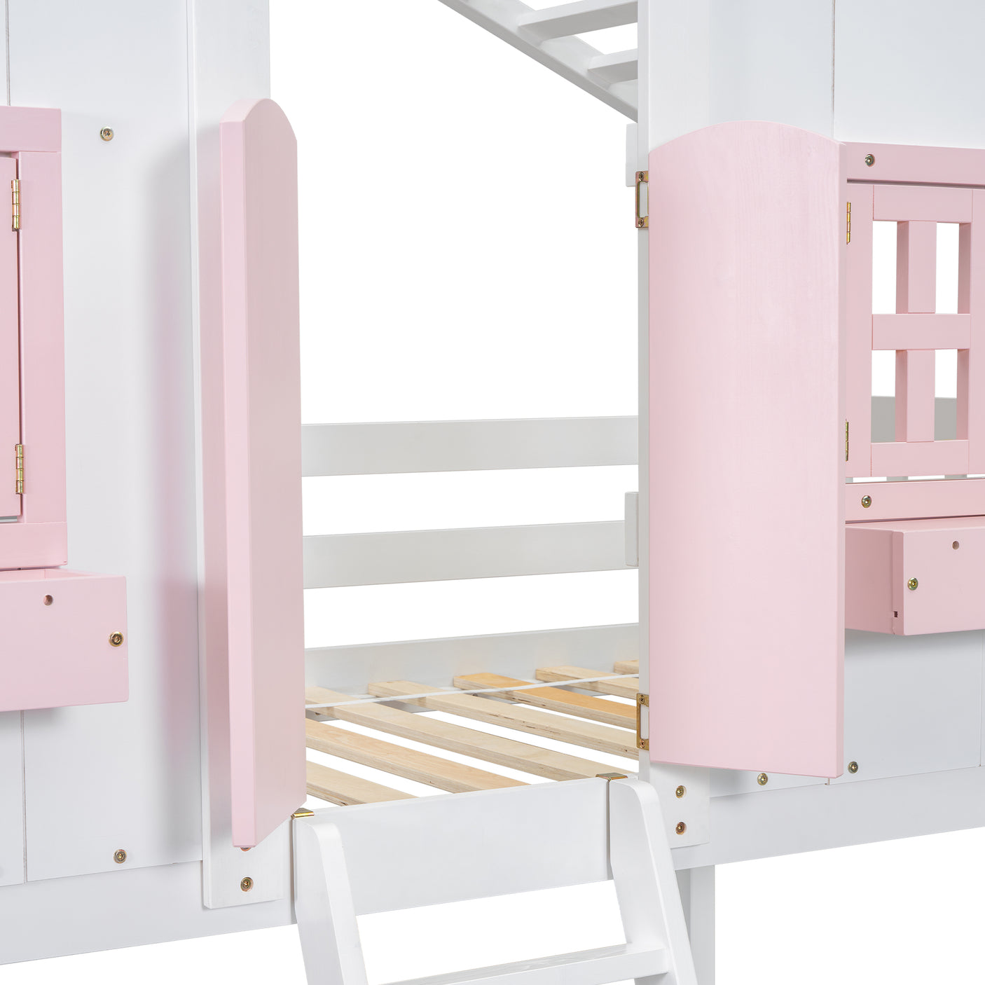 Twin over Twin House Bunk Bed with Roof