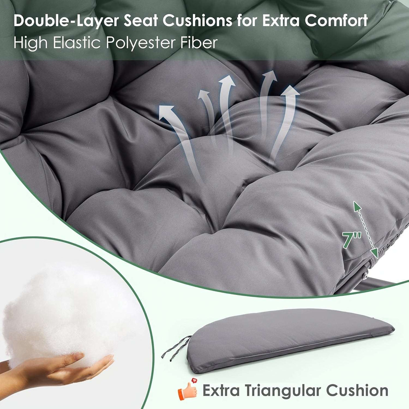 Double Egg Swing Chair with Stand for Outdoor