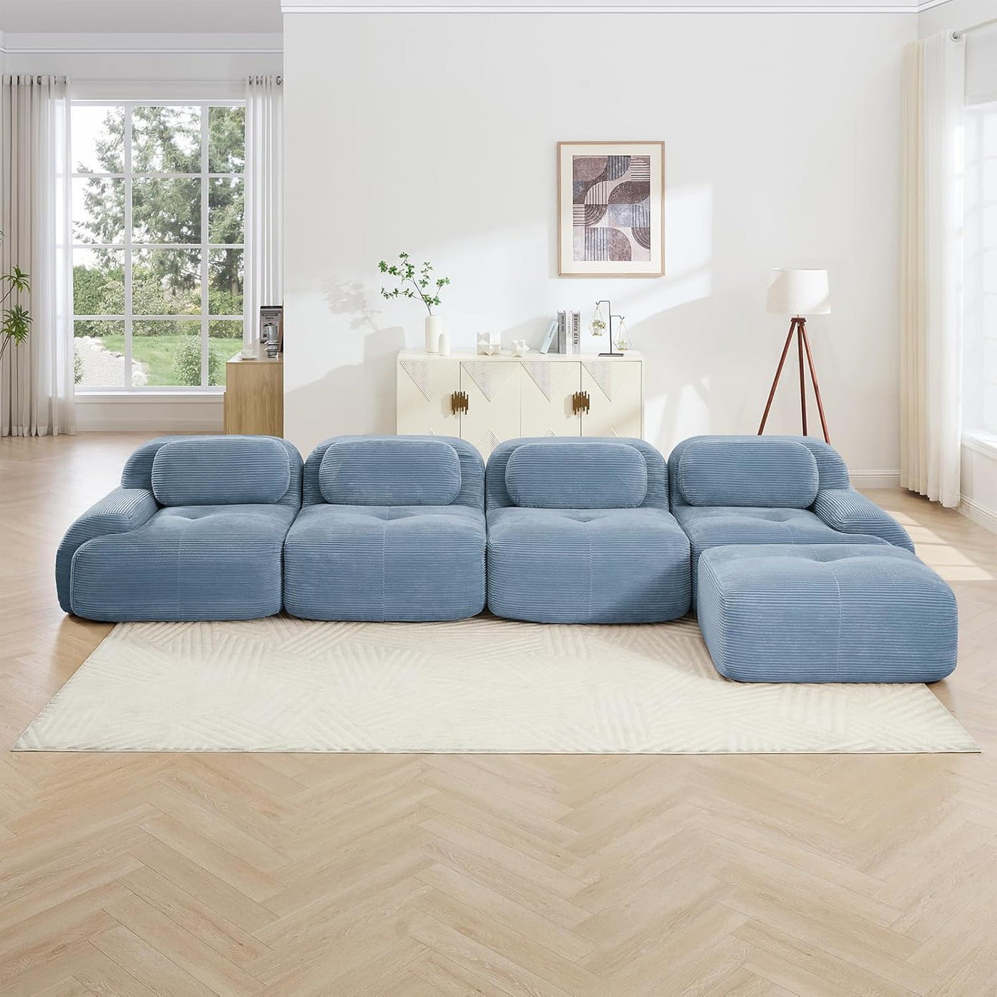 Corduroy Cloud Modular Sectional Sofa - No Assembly Required