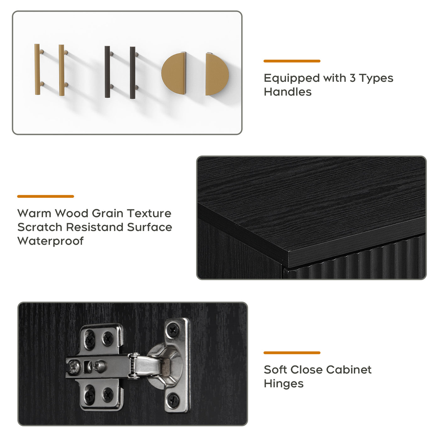 4 Doors Accent Fluted Sideboard Buffet Storage Cabinet