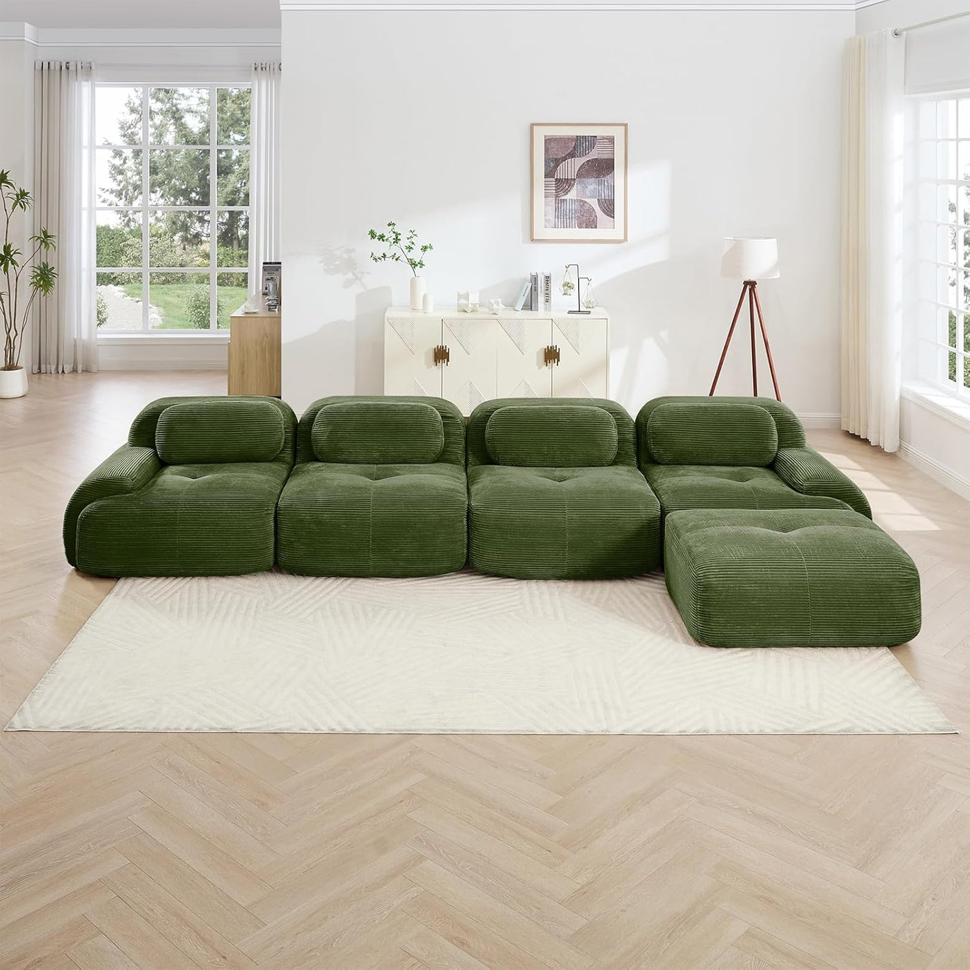 Corduroy Cloud Modular Sectional Sofa - No Assembly Required