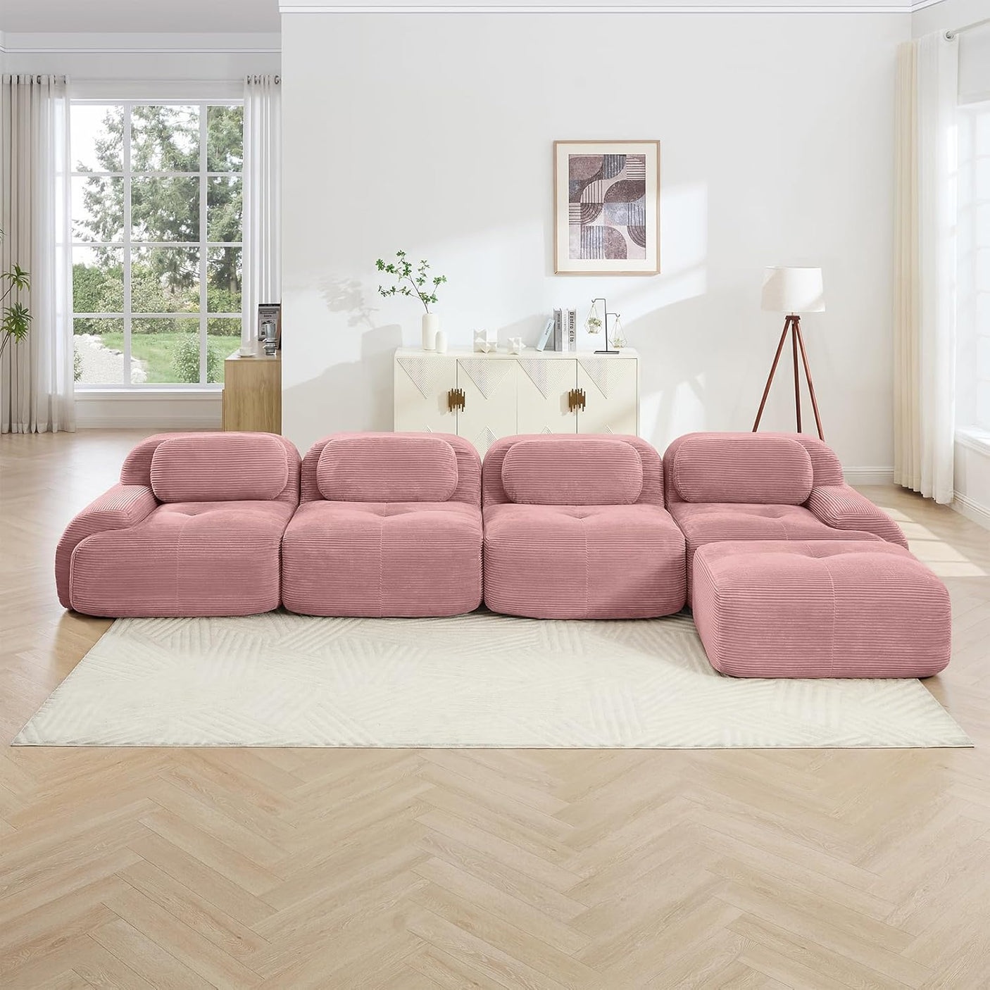 Corduroy Cloud Modular Sectional Sofa - No Assembly Required