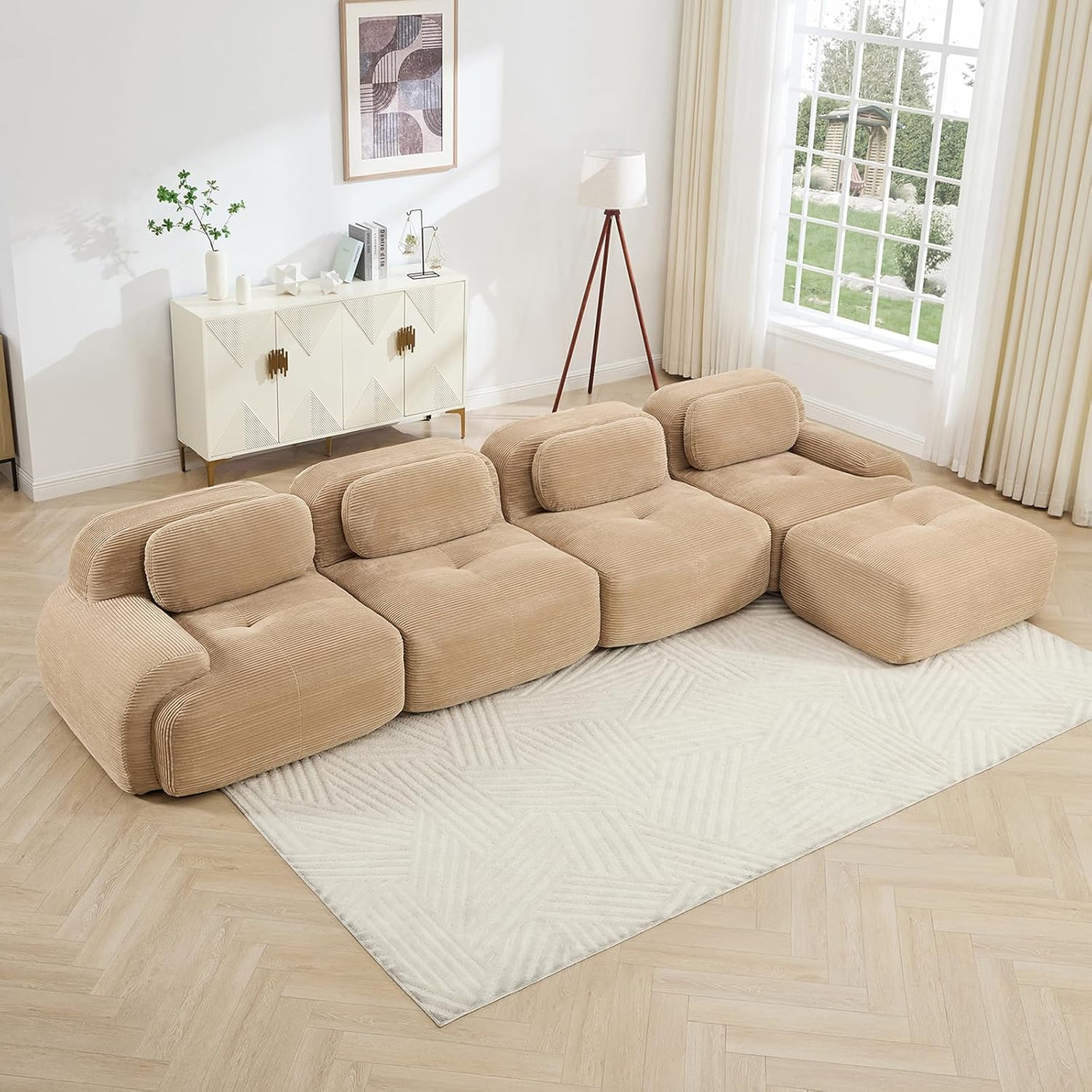 Corduroy Cloud Modular Sectional Sofa - No Assembly Required