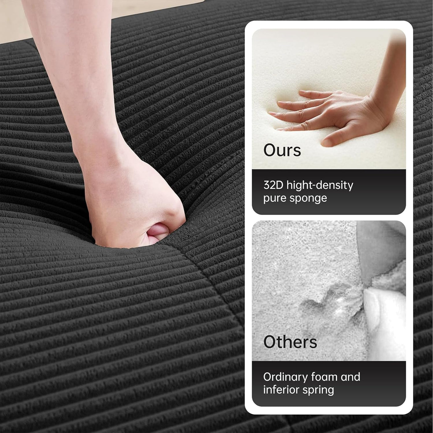 Corduroy Cloud Modular Sectional Sofa - No Assembly Required