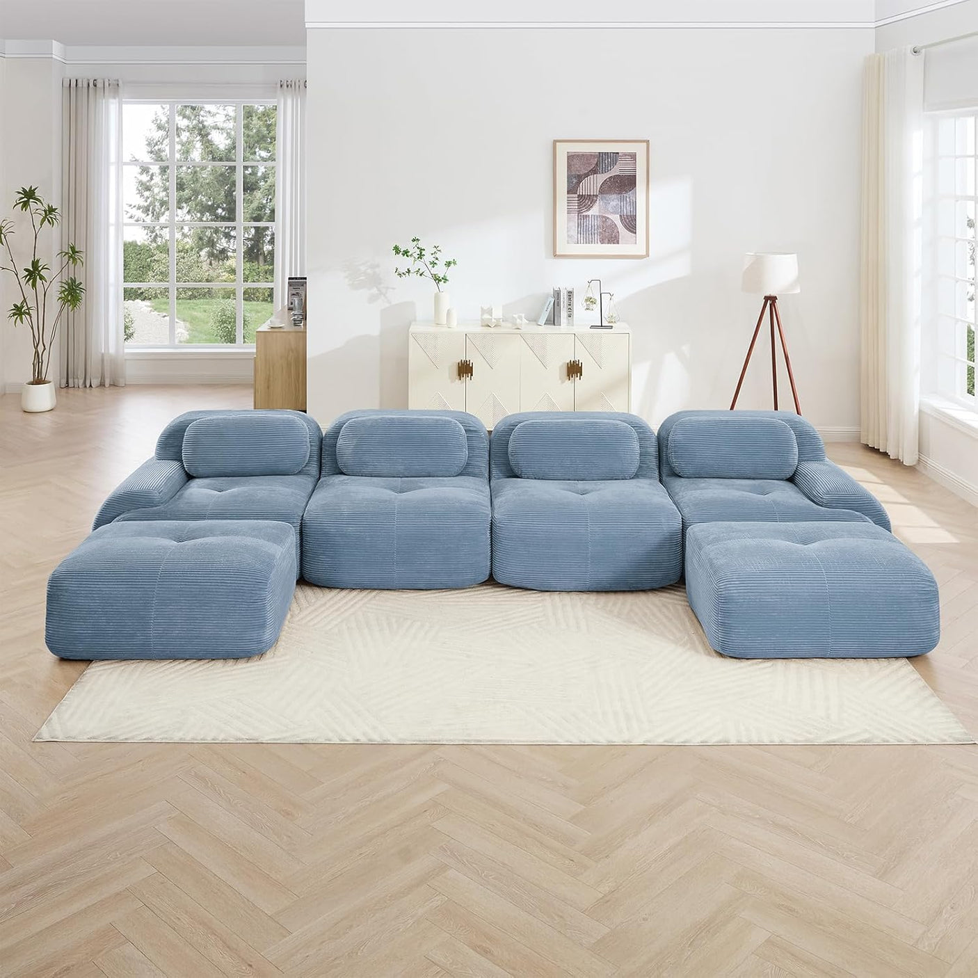 Corduroy Cloud Modular Sectional Sofa - No Assembly Required