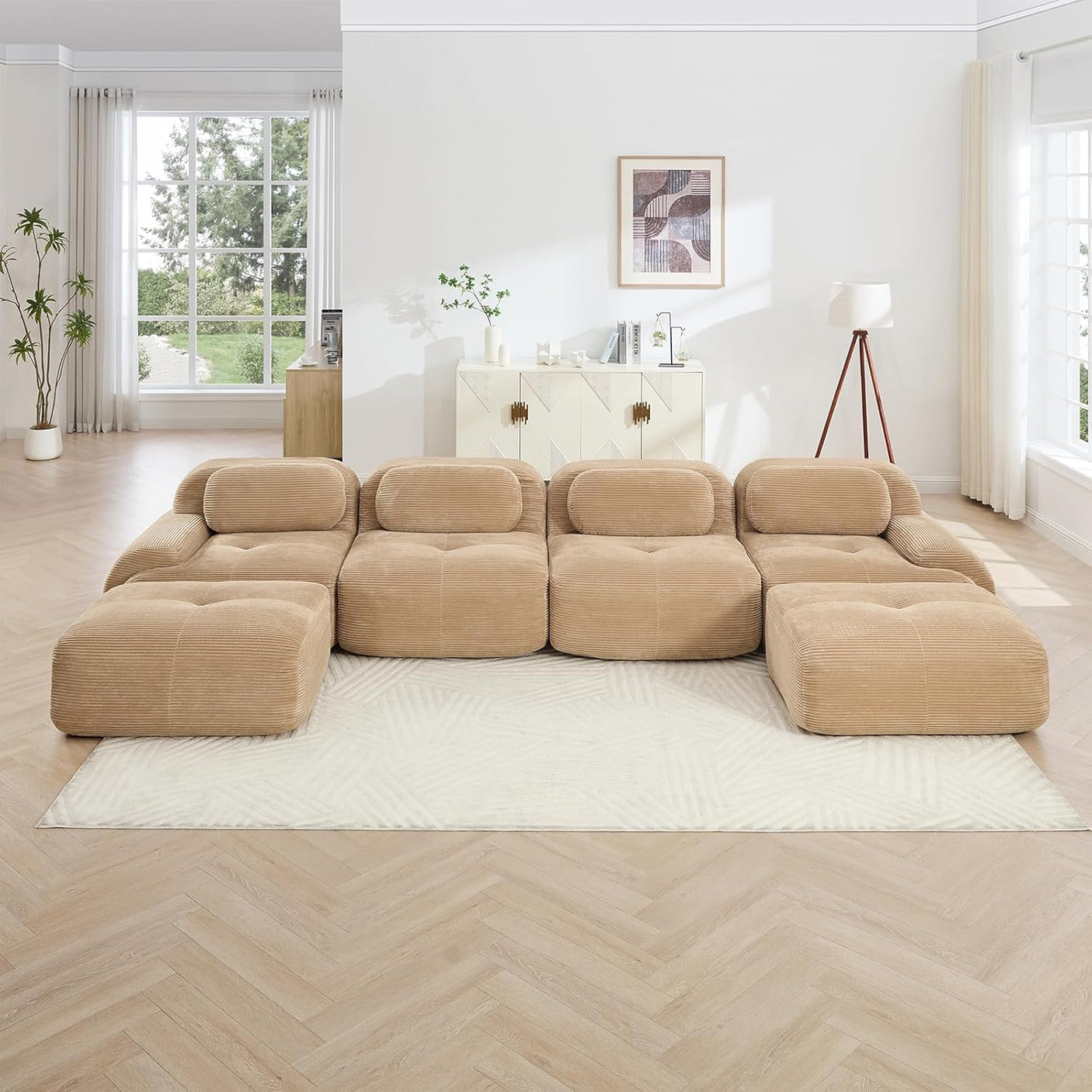 Corduroy Cloud Modular Sectional Sofa - No Assembly Required