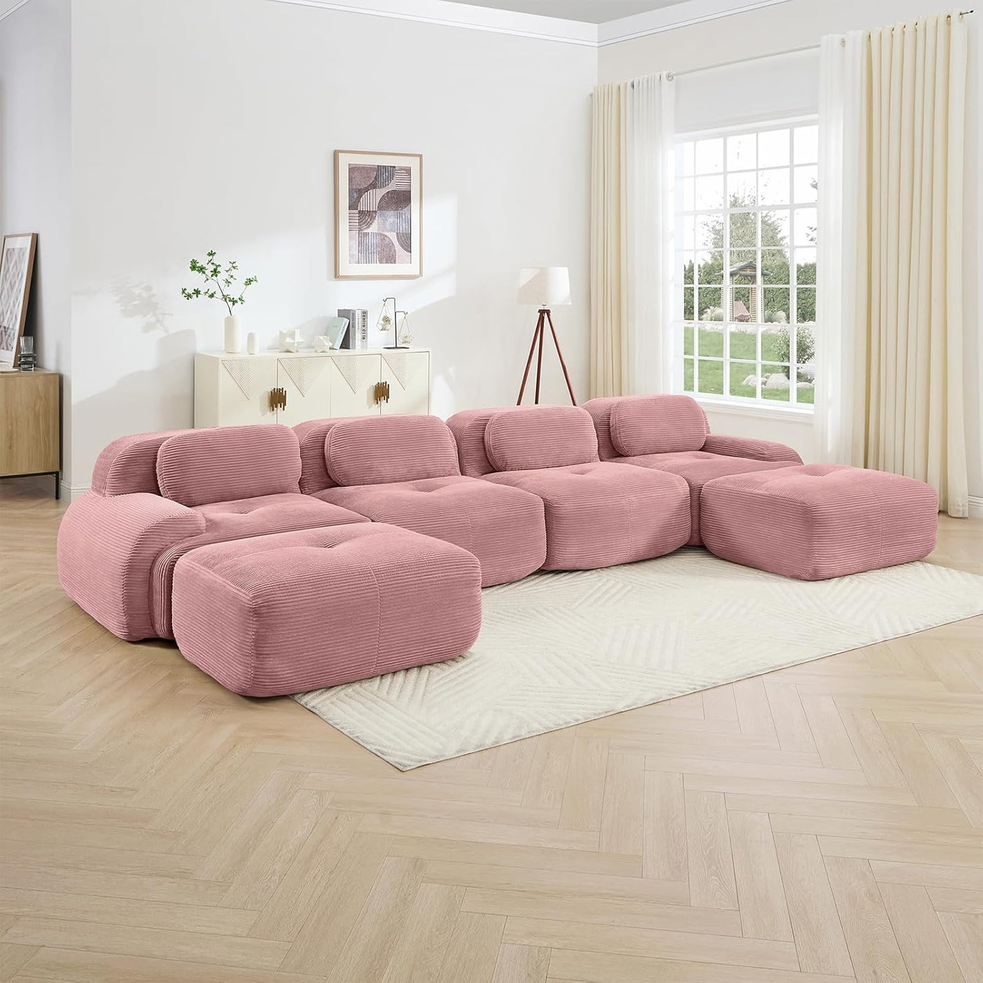 Corduroy Cloud Modular Sectional Sofa - No Assembly Required