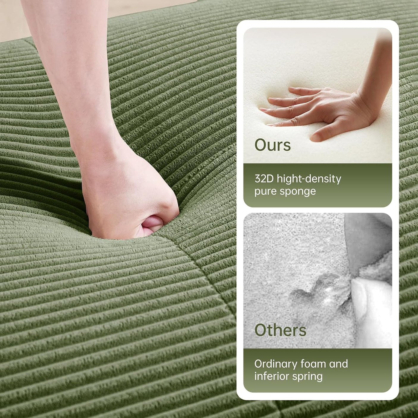 Corduroy Cloud Modular Sectional Sofa - No Assembly Required