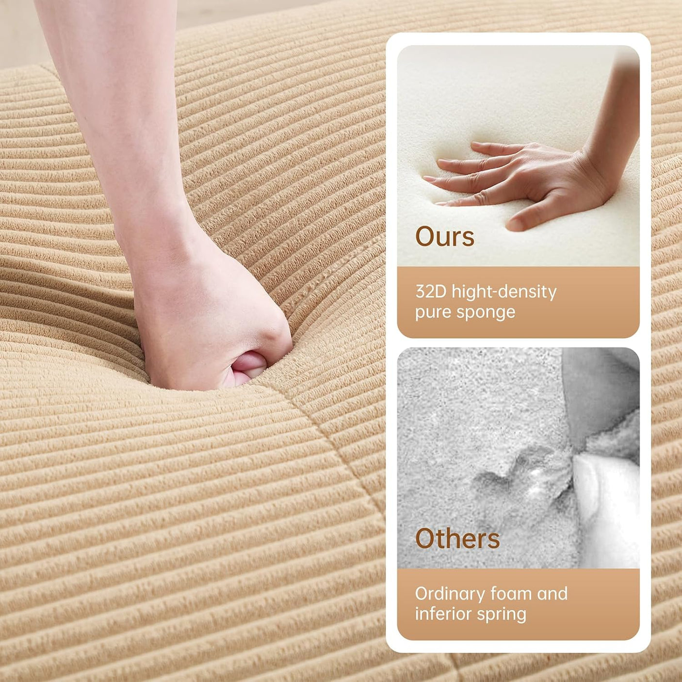 Corduroy Cloud Modular Sectional Sofa - No Assembly Required