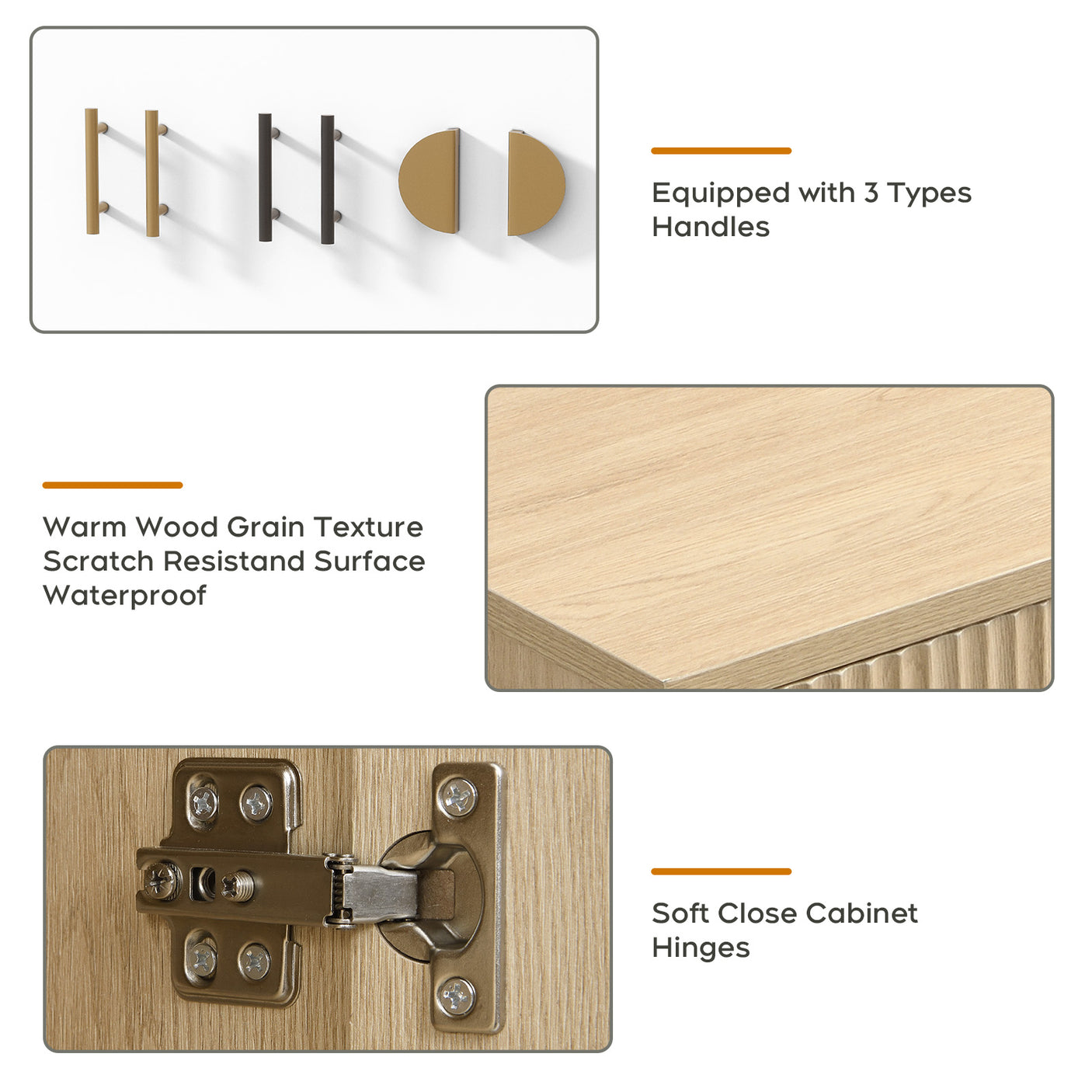 4 Doors Accent Fluted Sideboard Buffet Storage Cabinet