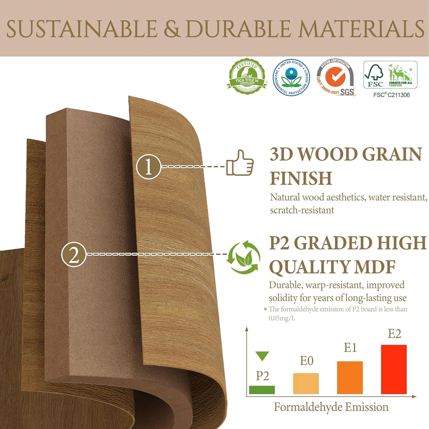 Yechen 67" Fluted Oak Armoire Wardrobe with Doors & Drawer - Natural Wood Closet Cabinet