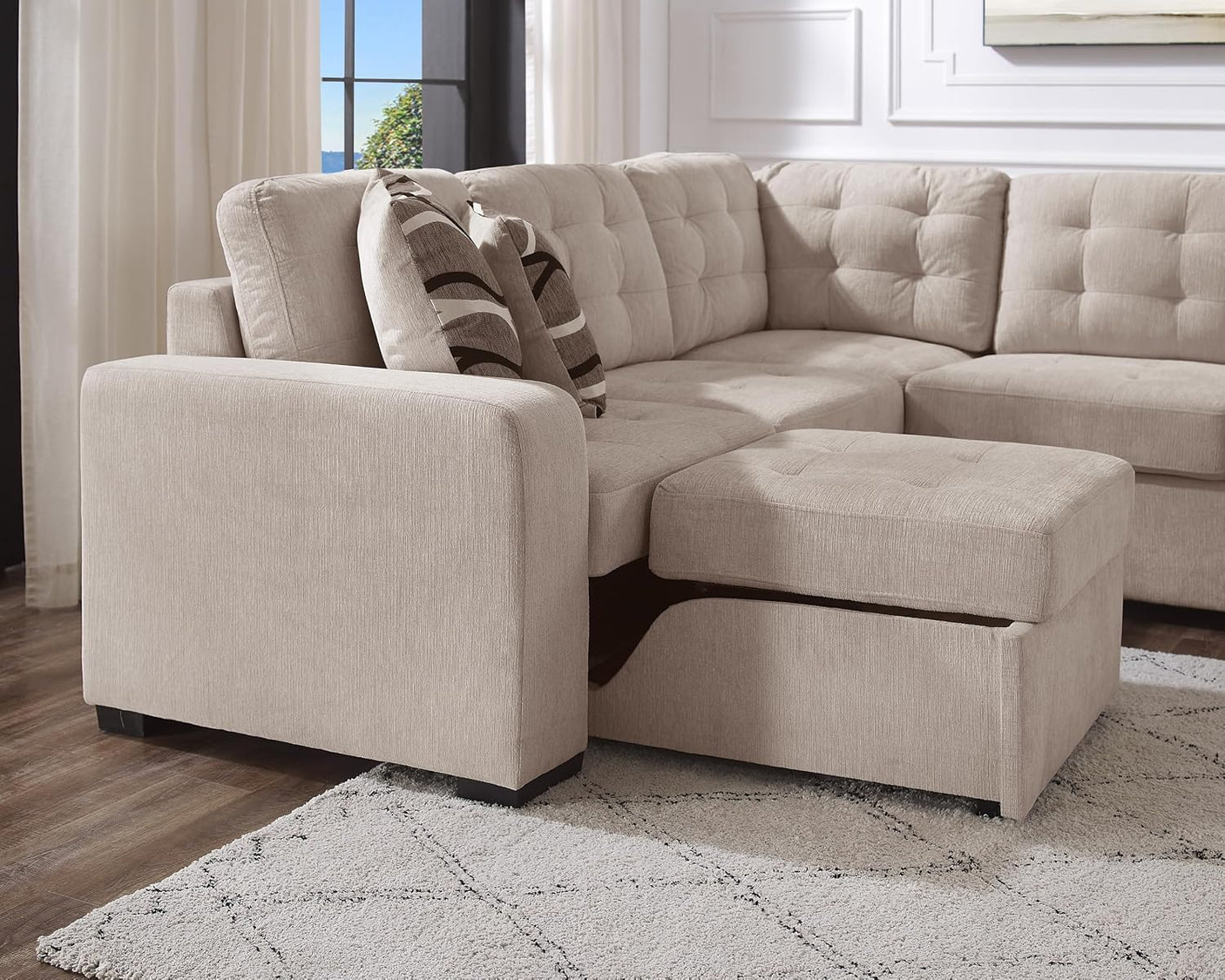 149'' Oversized Large Sectional Sleeper Sofa with Pull Out Bed & Cuddler | 7-Seater L-Shaped Sectional Couch with Chaise Lounge
