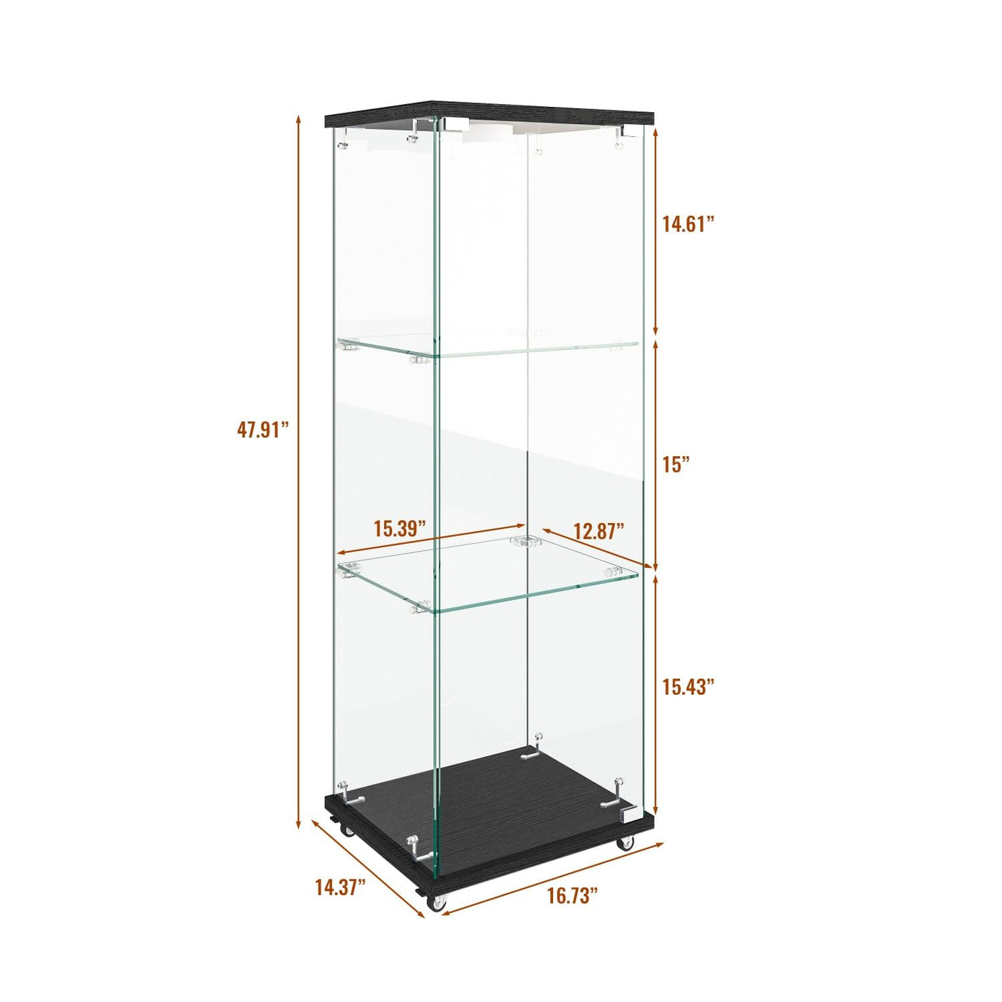 YECHEN Glass Display Cabinet with LED Lights | Tempered Glass Curio Cabinet