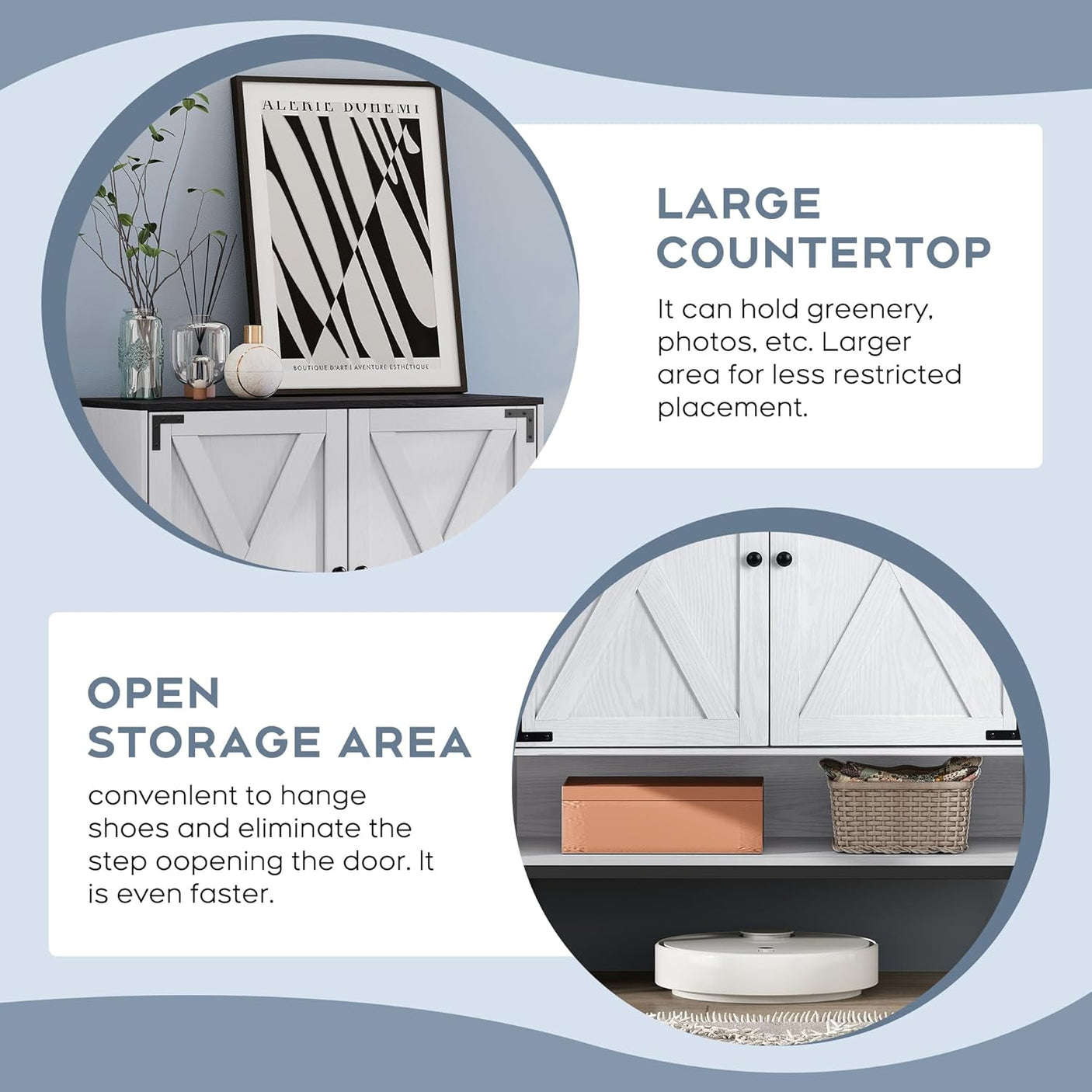 5-Tier Natural Rattan Entryway Shoe Storage Cabinet with Doors