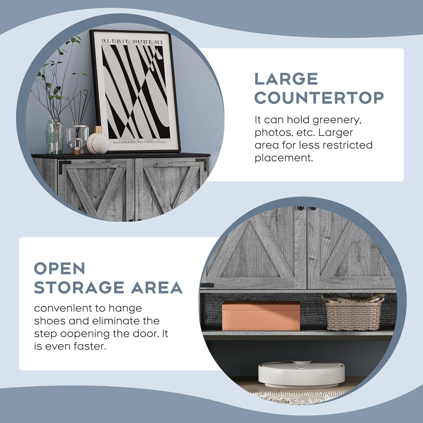 5-Tier Natural Rattan Entryway Shoe Storage Cabinet with Doors