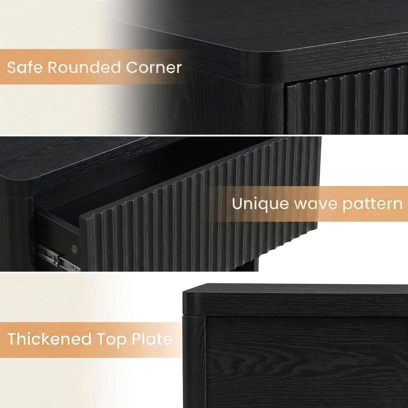 Large Modern Nightstand with Small Built-in Drawers