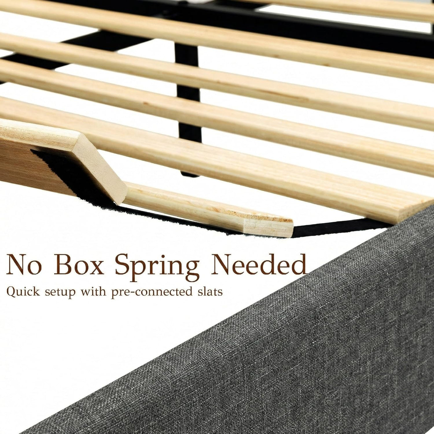 Yechen Full Size Natural Wood Bed Frame with Headboard