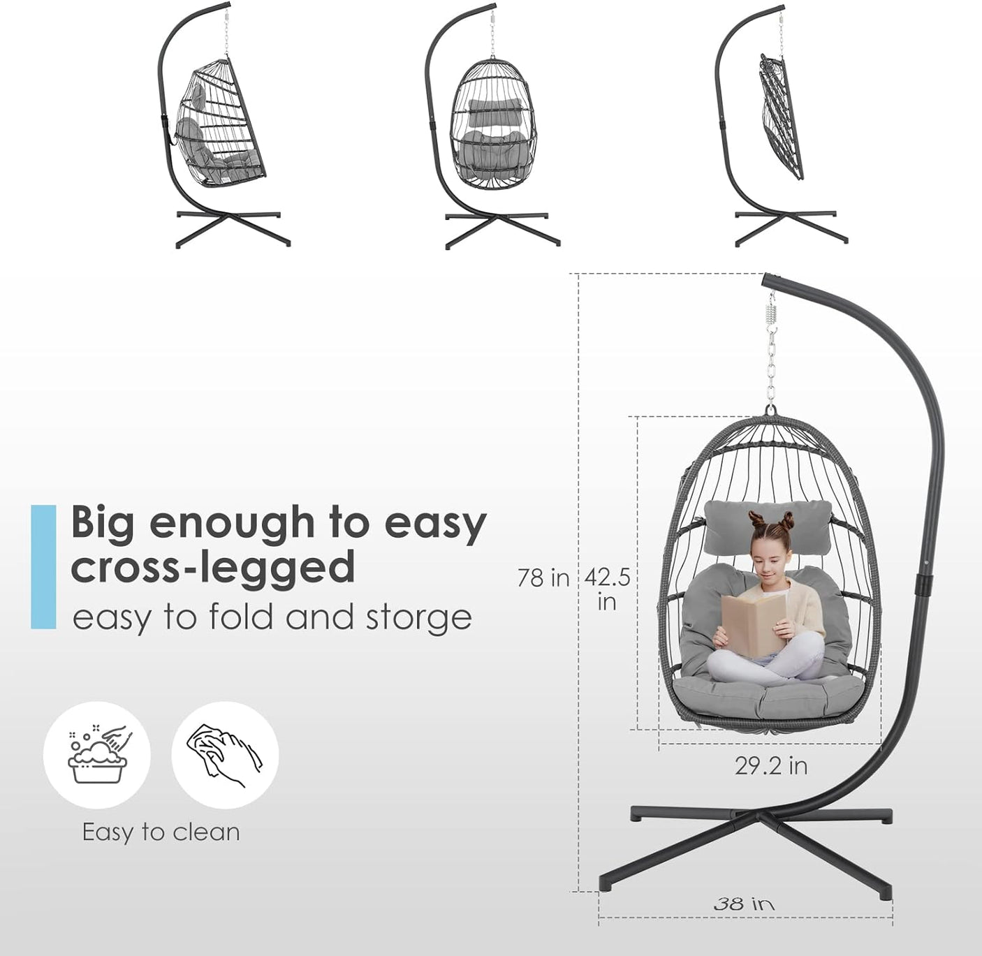 Outdoor Hammock Egg Hanging Chair with Cushion