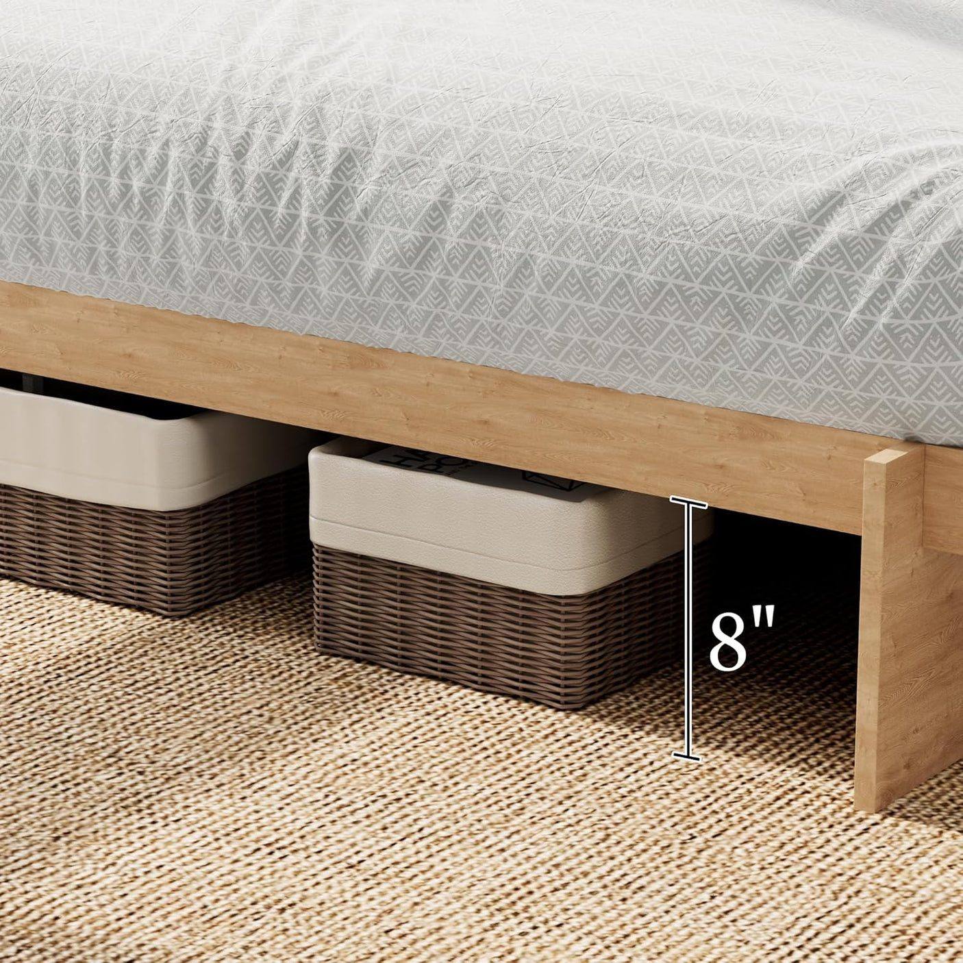 Platform Bed Frame with Dovetail Joinery – 10-Min Assembly, Wood Slats, No Box Spring, Natural| Walnut