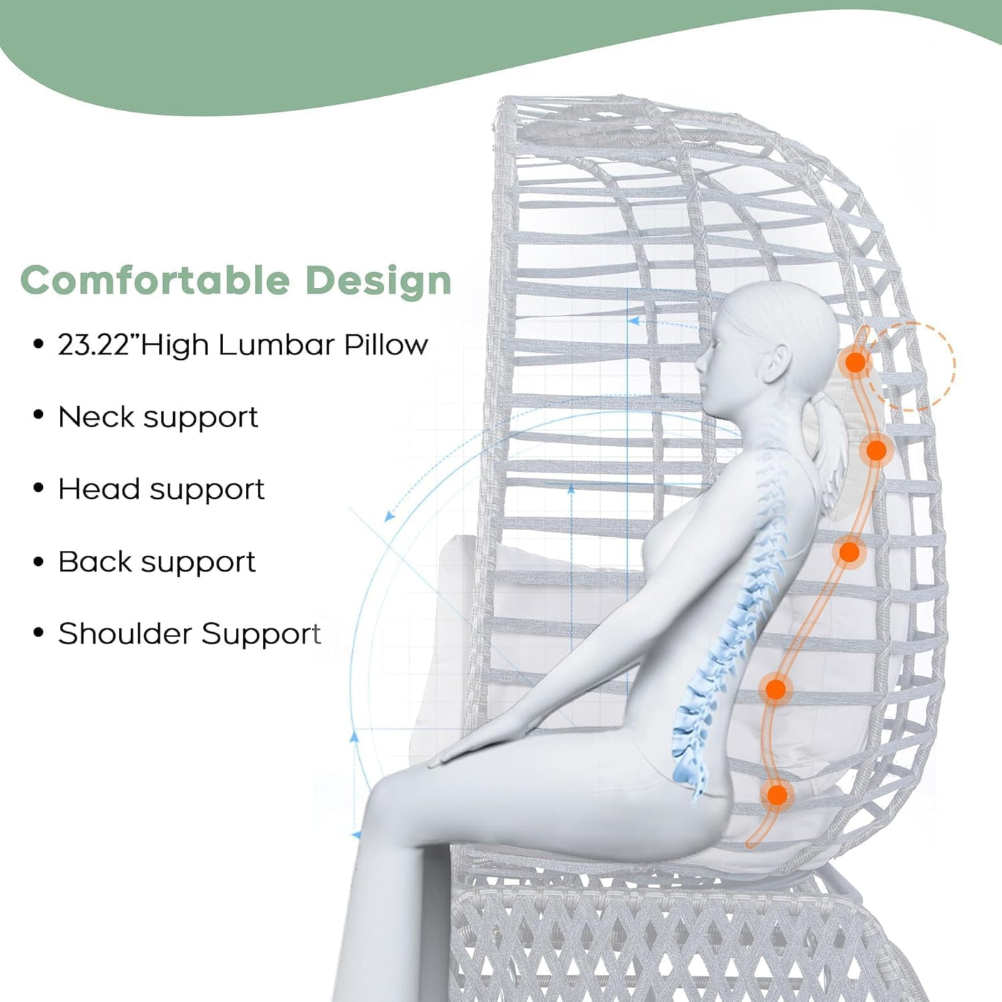 Outdoor Gliding Rocking Steel Stand Double Egg Chair