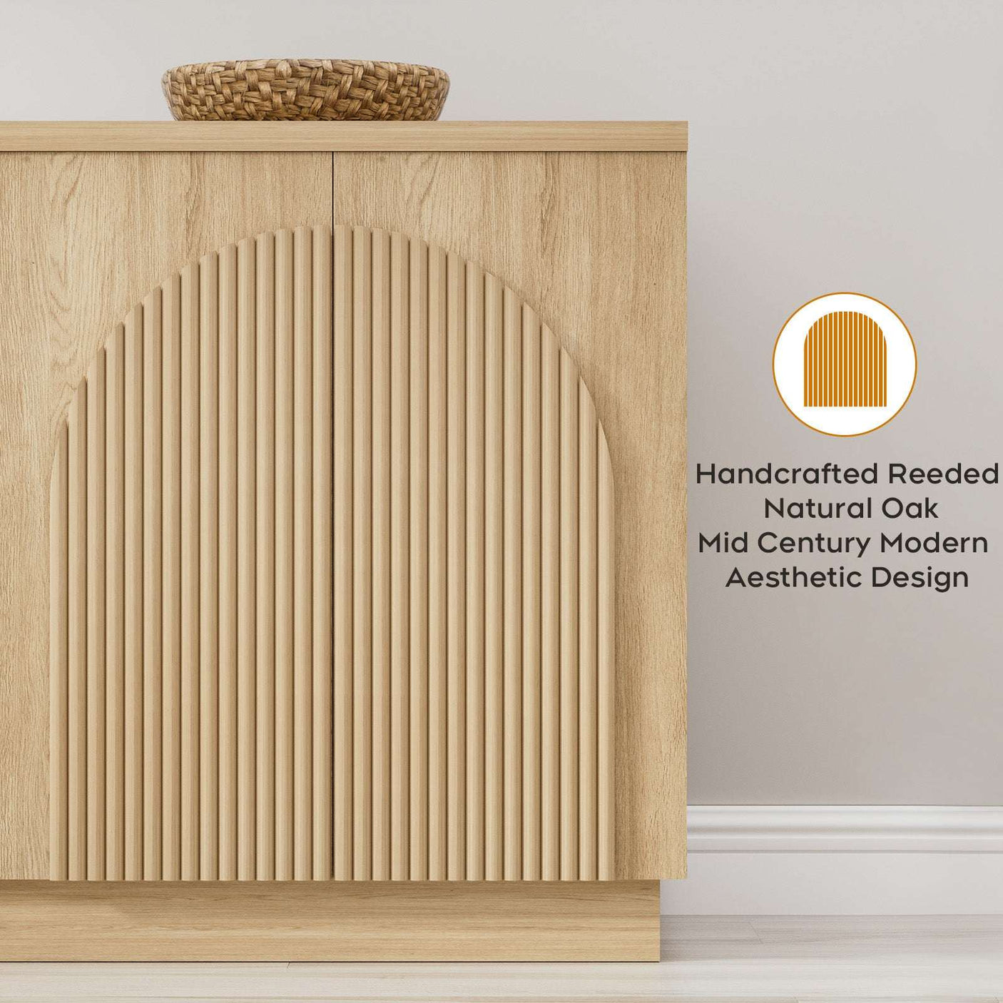 Arched Reeded Design Sideboard Buffet Cabinet