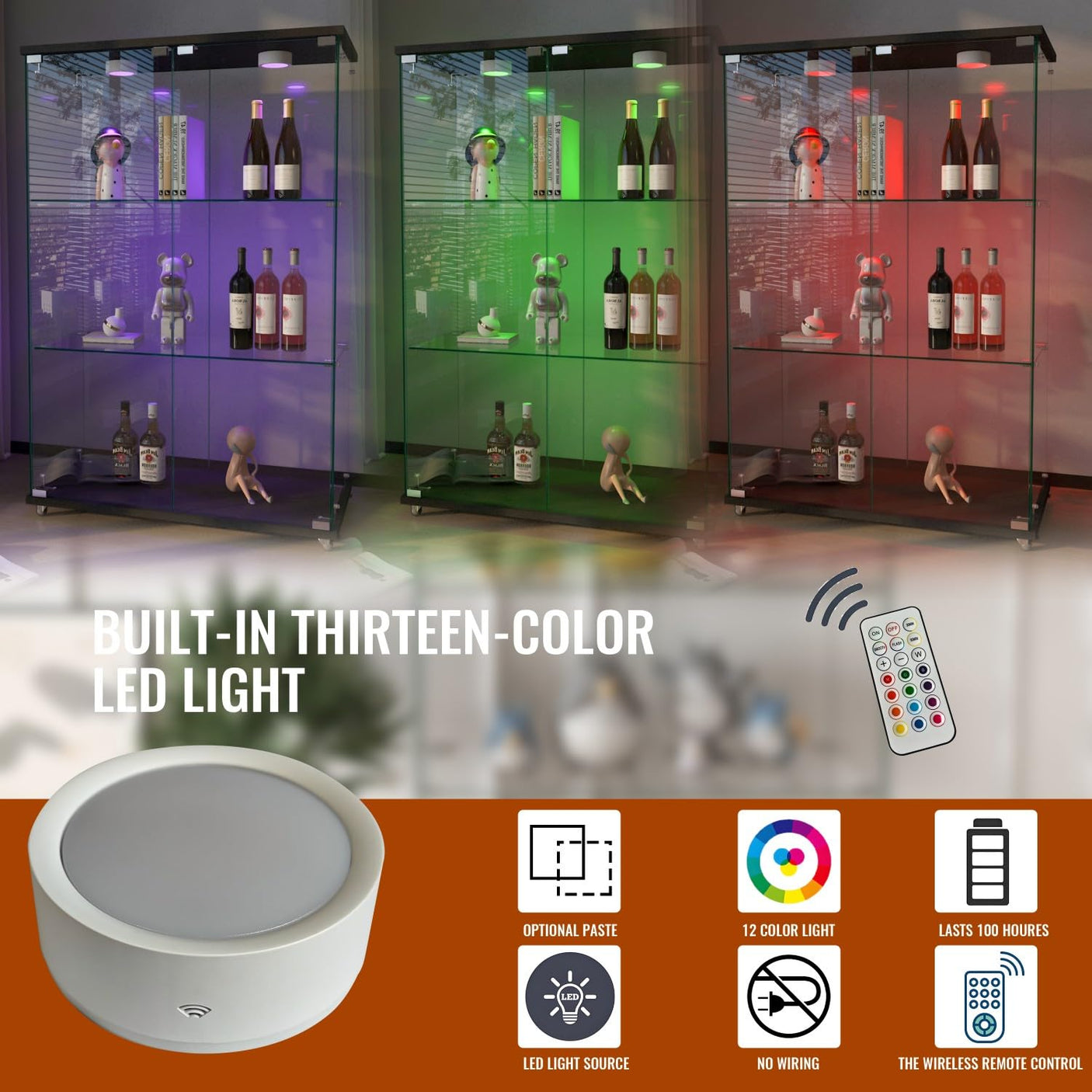 YECHEN Glass Display Cabinet with LED Lights | Tempered Glass Curio Cabinet