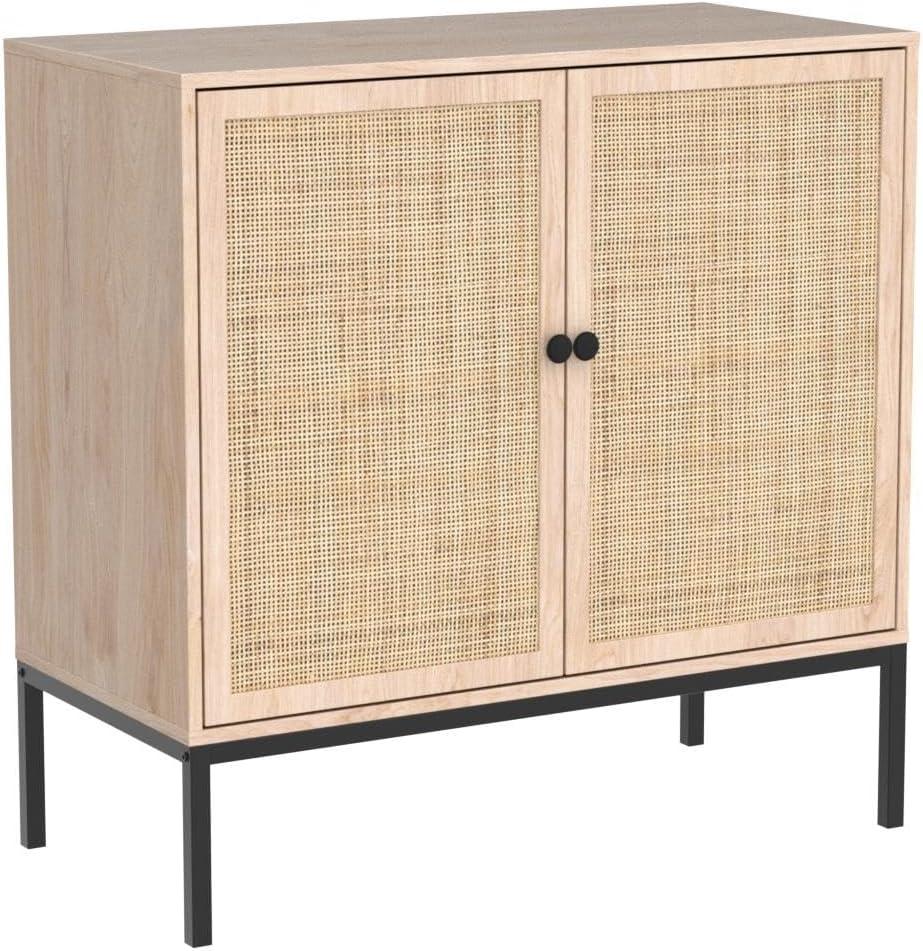 Sideboard Cabinet with Natural Rattan Decorated Doors