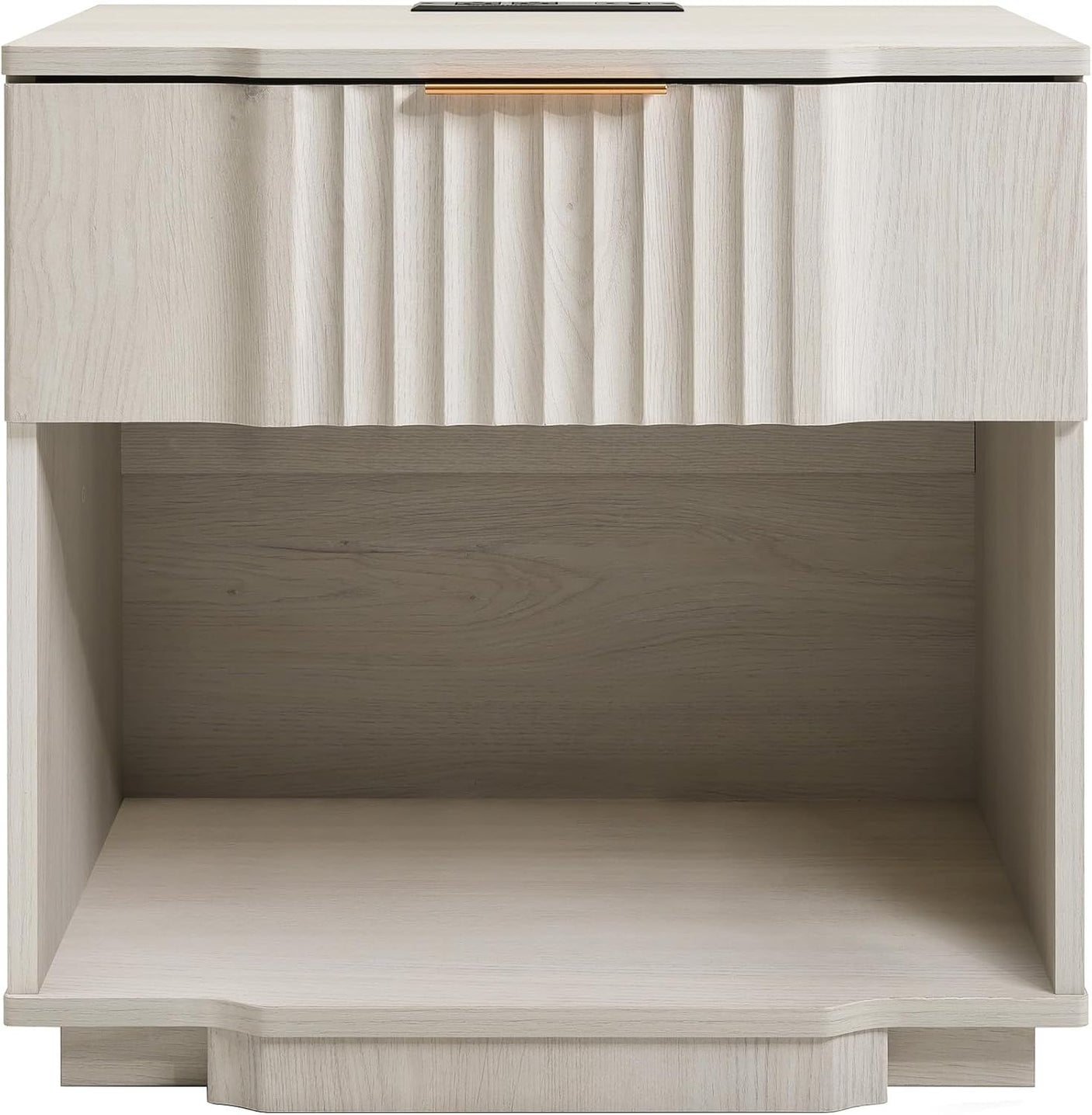 Fluted Night Stand with 20W Fast Charging Station
