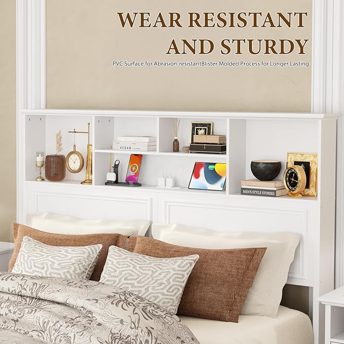 Farmhouse Queen Size Bed Frame with 4 Storage Drawers