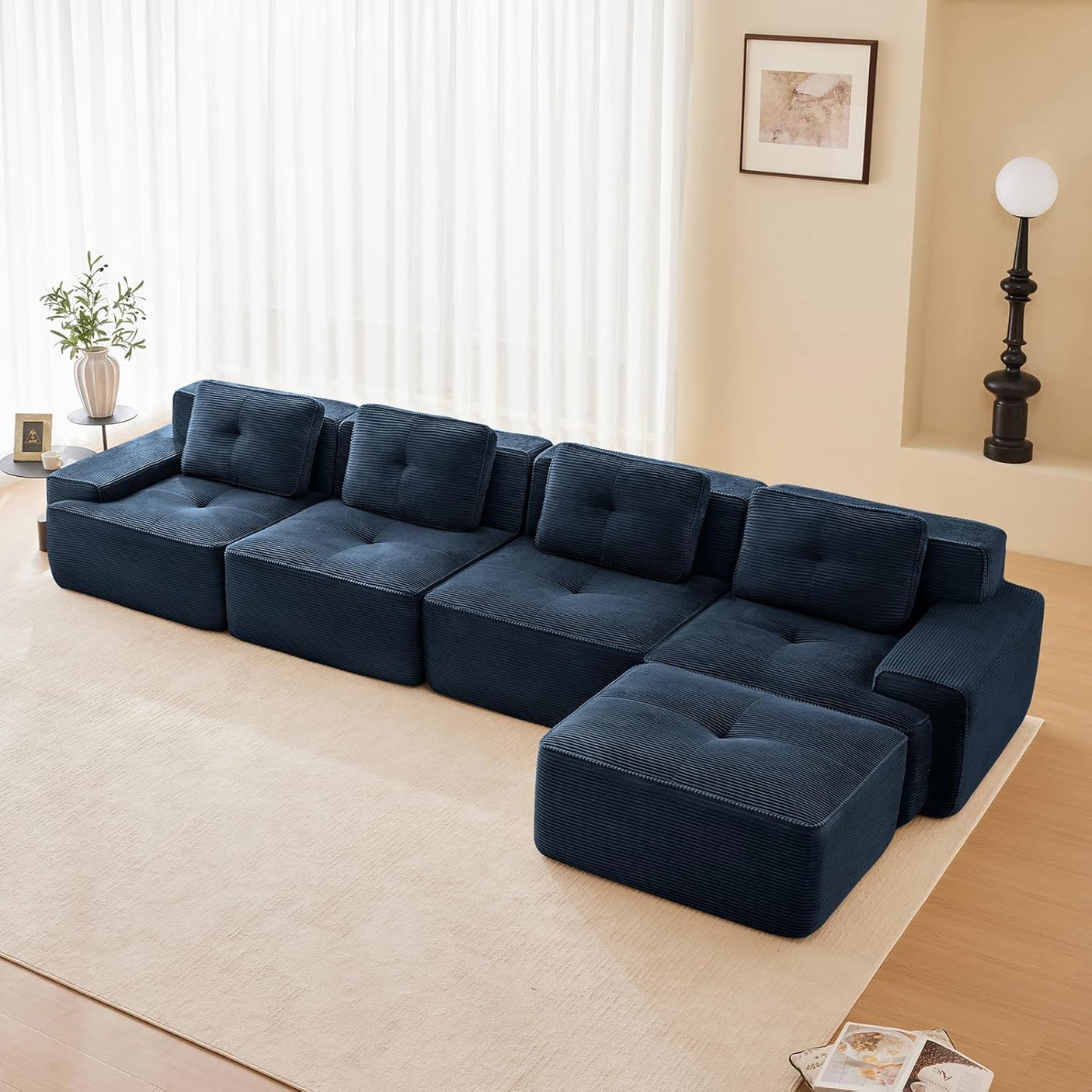 Corduroy Cloud Modular Sectional Sofa - No Assembly Required