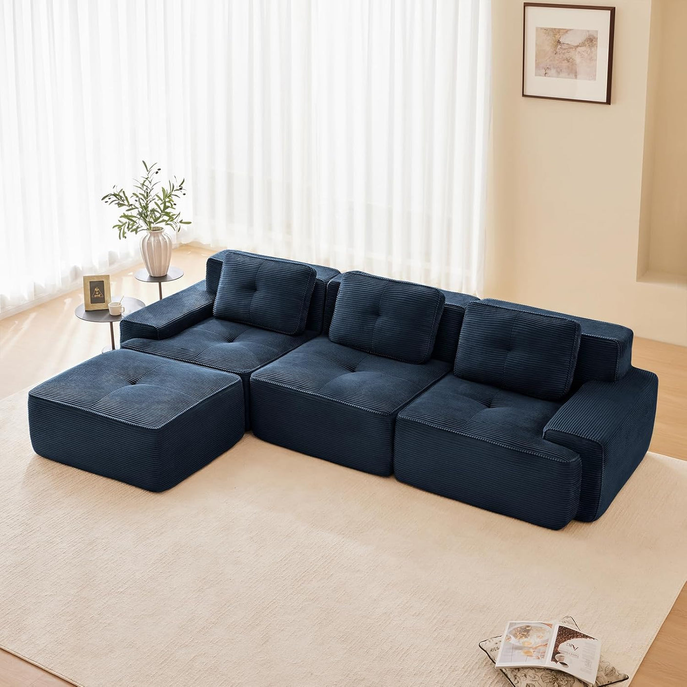 Corduroy Cloud Modular Sectional Sofa - No Assembly Required