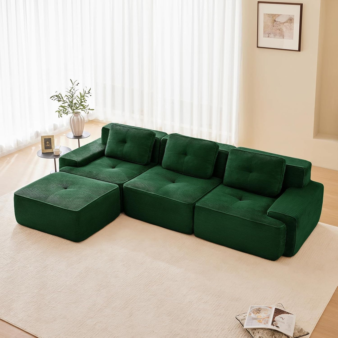 Corduroy Cloud Modular Sectional Sofa - No Assembly Required