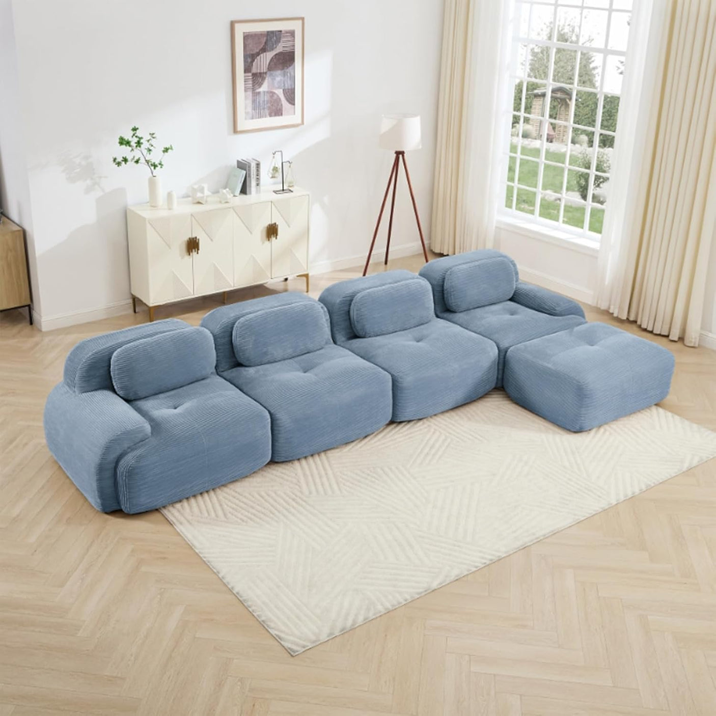 Corduroy Cloud Modular Sectional Sofa - No Assembly Required