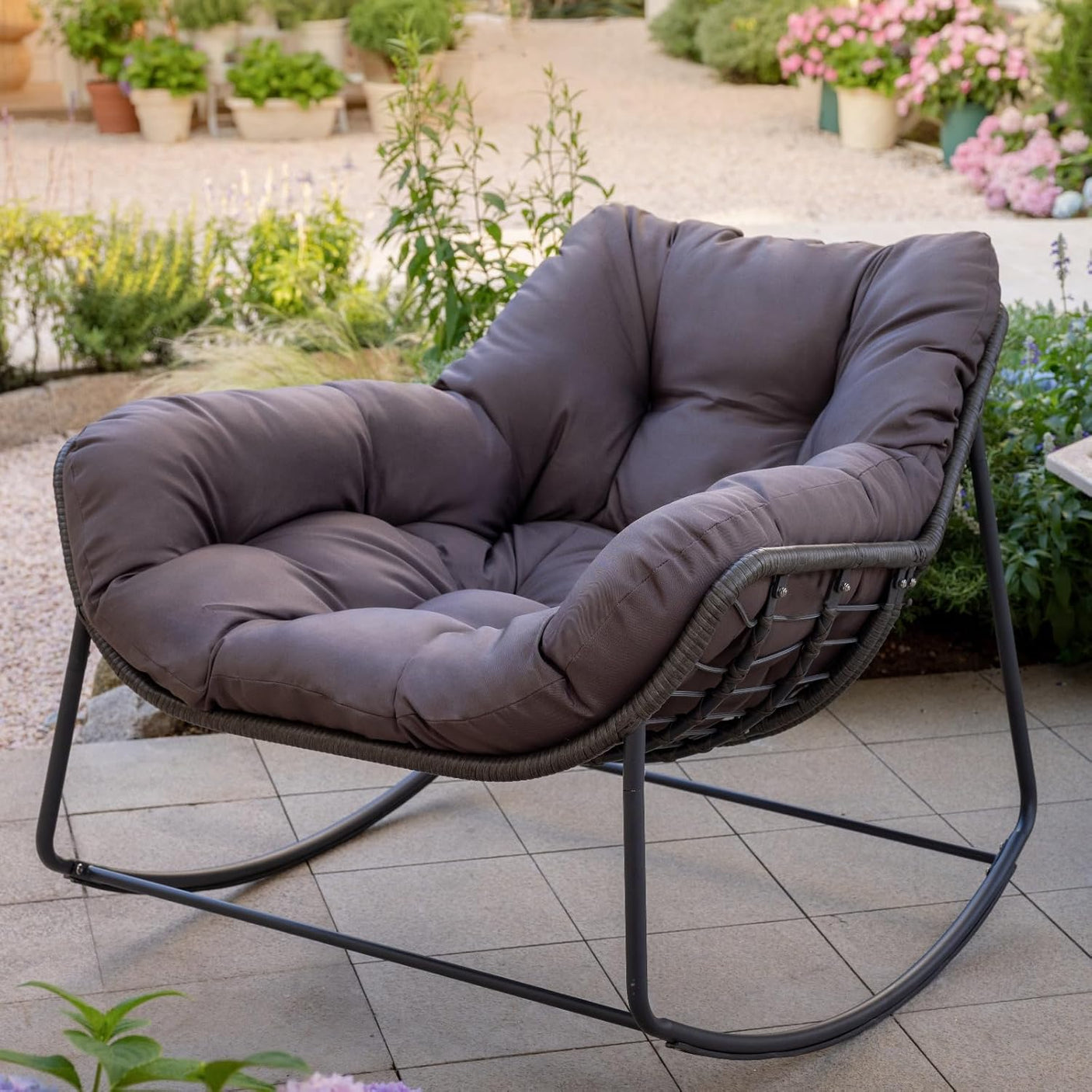Cozy Wicker Outdoor Rocking Chair