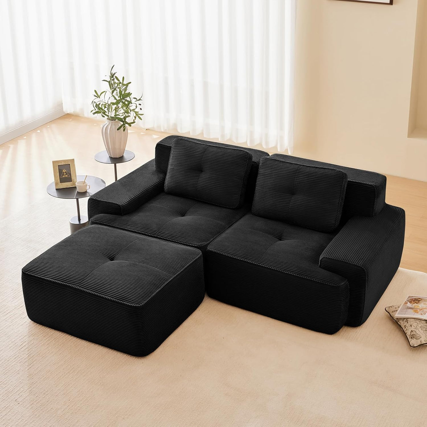Corduroy Cloud Modular Sectional Sofa - No Assembly Required