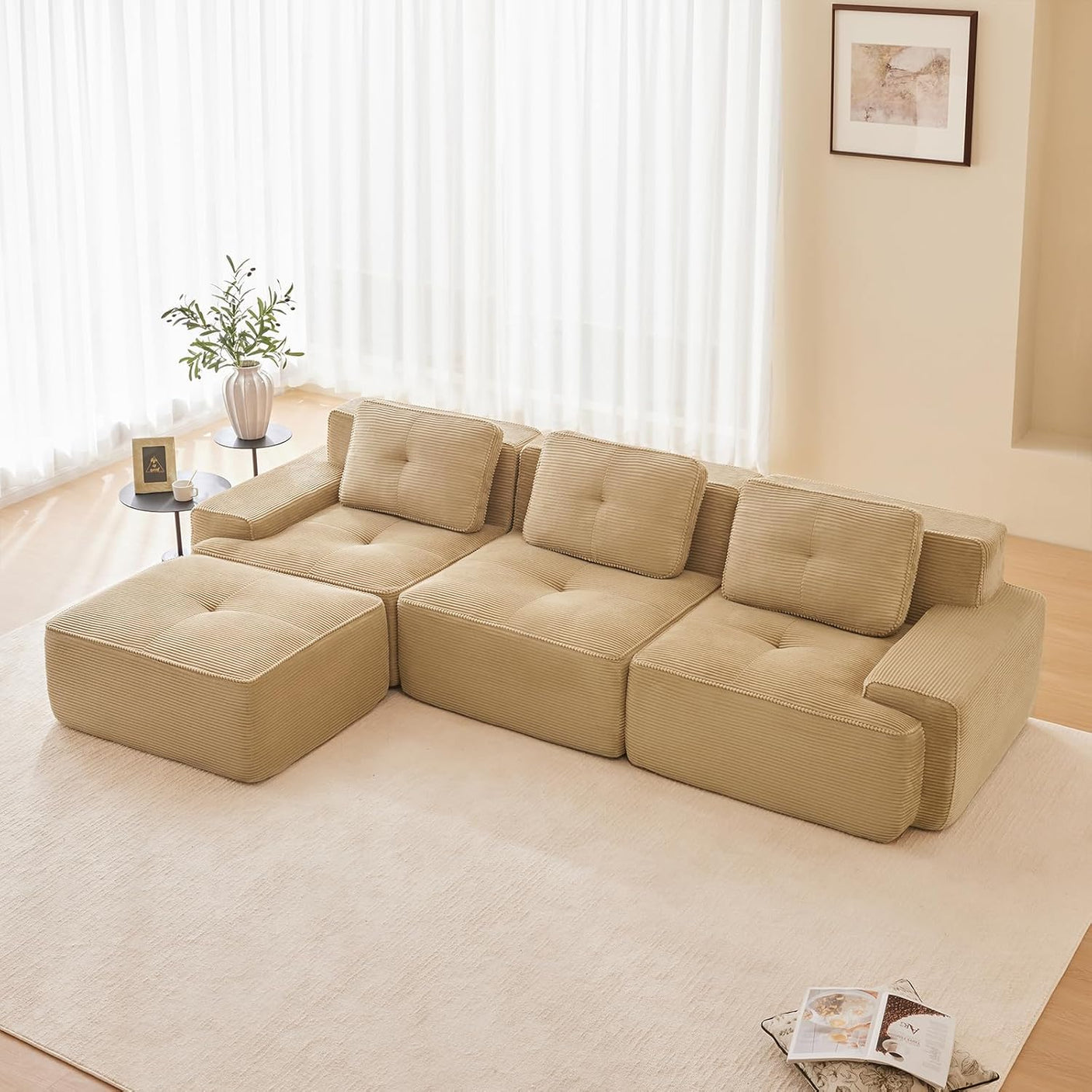 Corduroy Cloud Modular Sectional Sofa - No Assembly Required