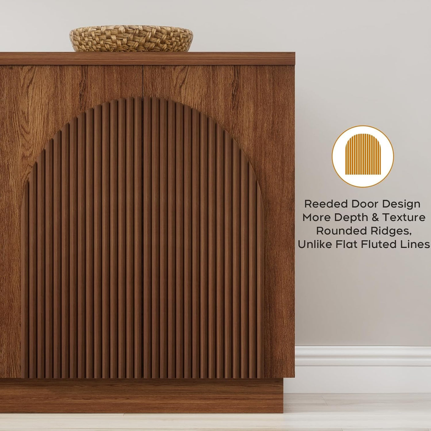 Arched Reeded Design Sideboard Buffet Cabinet