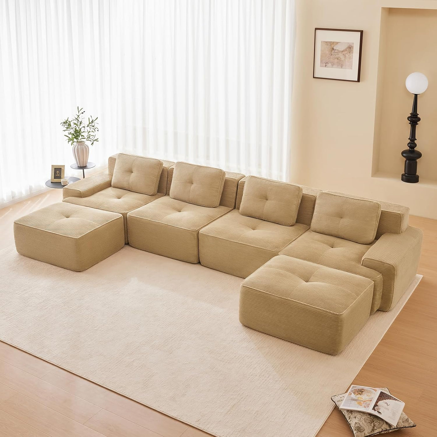 Corduroy Cloud Modular Sectional Sofa - No Assembly Required