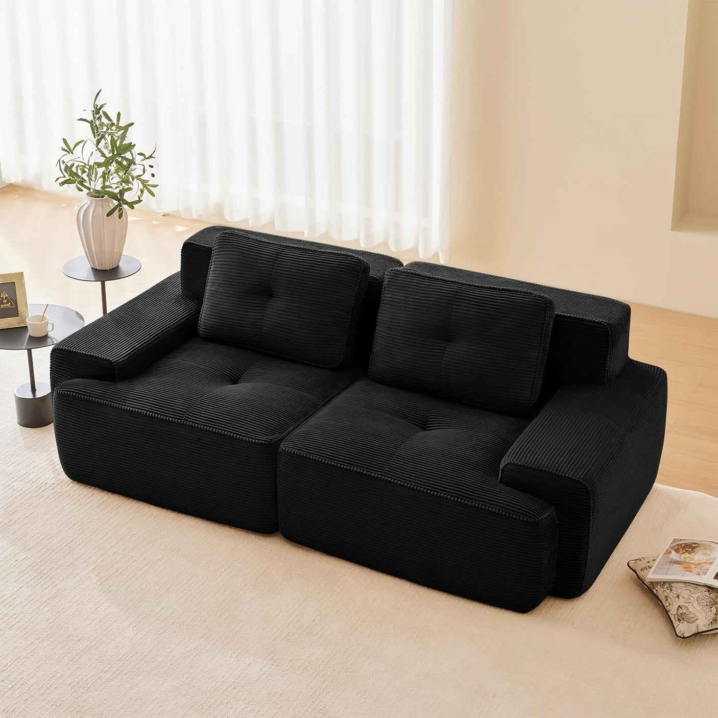 Corduroy Cloud Modular Sectional Sofa - No Assembly Required