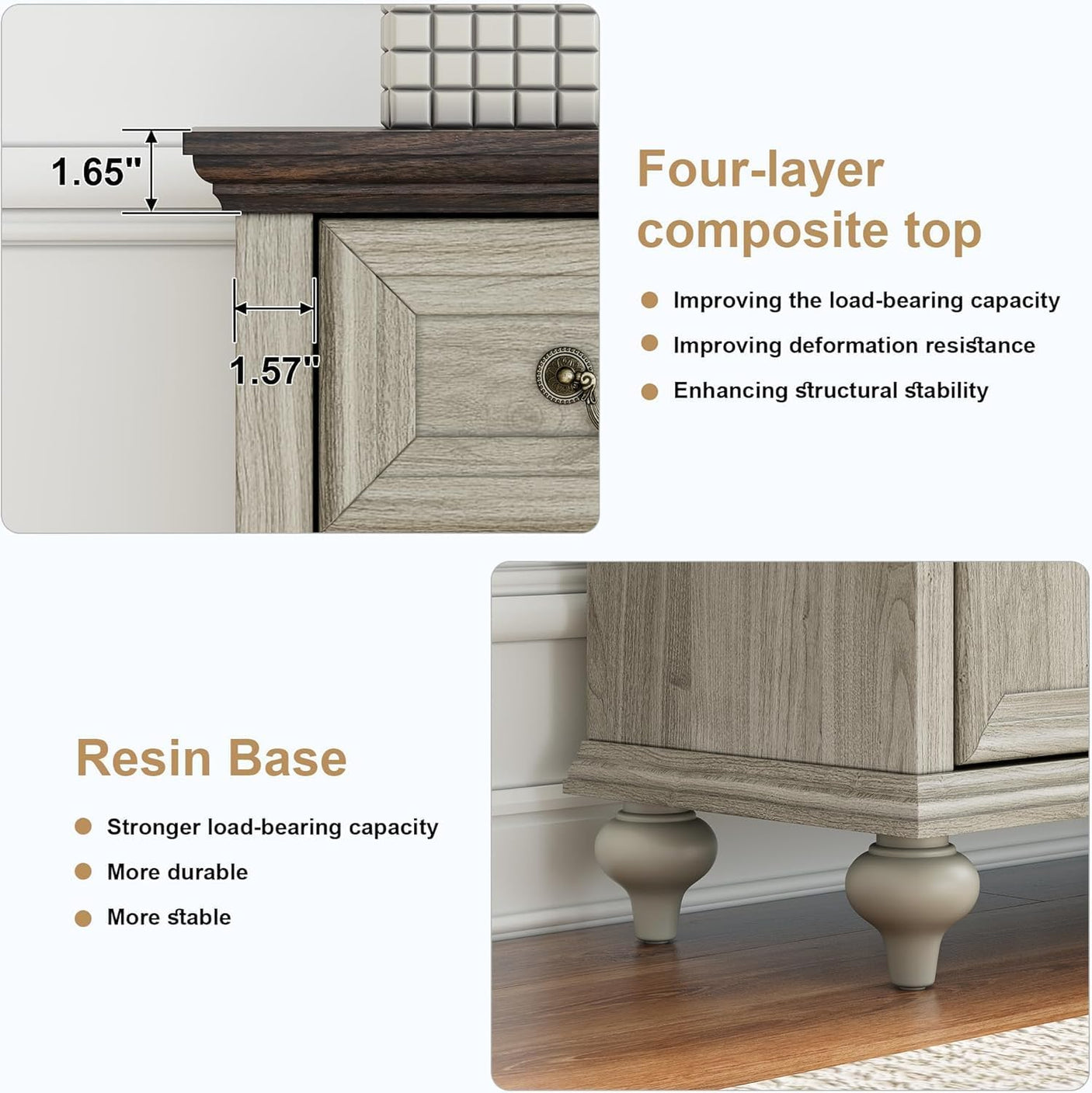 62" Large Farmhouse Buffet Cabinet with 4 Drawers & 4 Doors